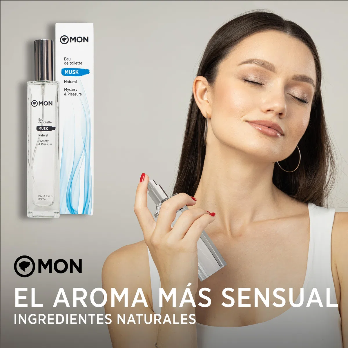 MON Colonia de Musk 100 ml -Con Aroma de Almizcle - Elaborado con 70 ingredientes Naturales - Frescura y Sensualidad