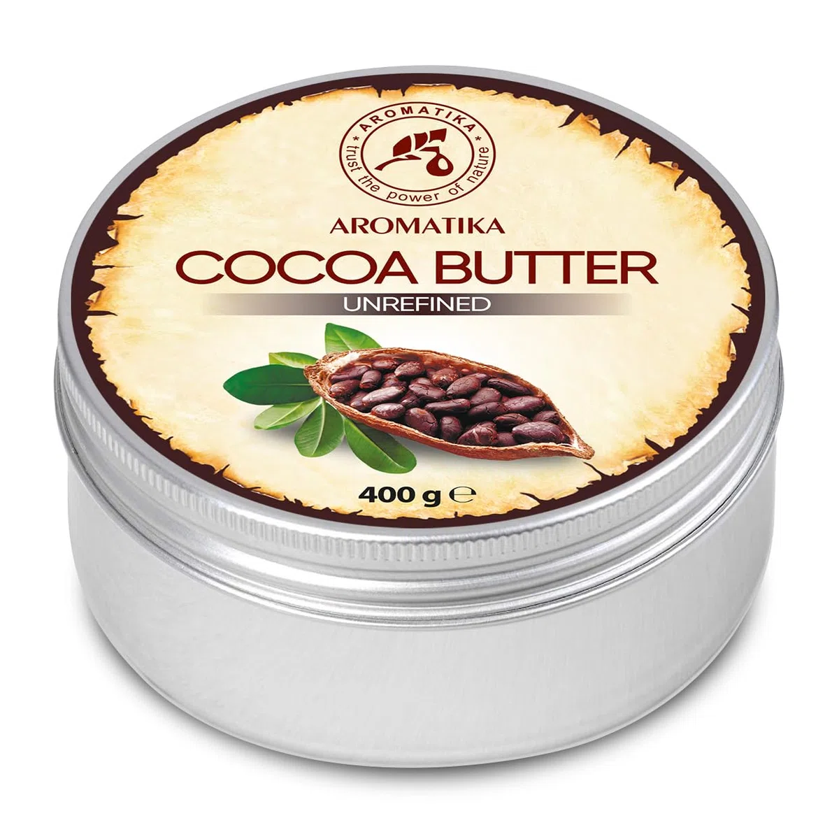 Manteca de Cacao 400g - Sin Refinar - Pura y Natural - Manteca de Cacao para el Cuidado de la Belleza - Hidratante para el Cabello - Piel - Labios - Cara - Cuerpo - Masaje - Belleza