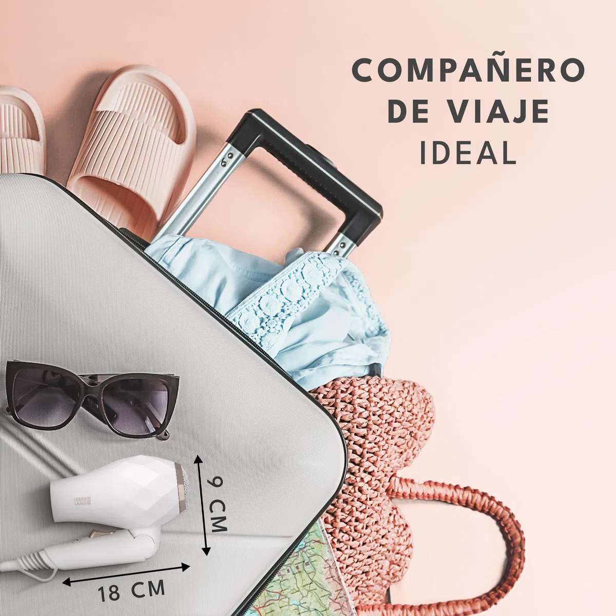 LEBENLANG Secador pelo de viaje plegable pequeño - Doble voltaje & Bolsa de viaje con boquilla I Secador de pelo ionico I Hair dryer Secadores de pelo I Secadora cabelo Mini blow dryer & Secador rizos