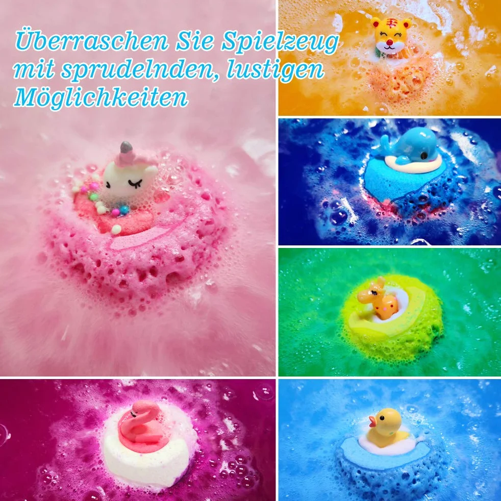 Bombas de Baño para Niños, con Juguetes Sorpresa, Sales Relajantes y Divertidos, Set de Regalo Cumpleaños Valentin Navidad para Amigas Mujer
