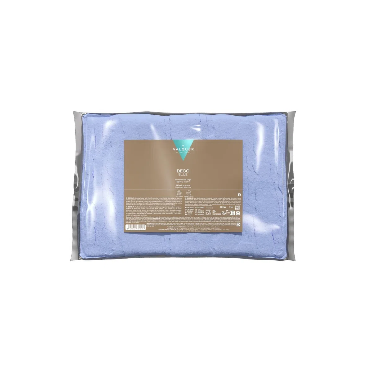 VALQUER Deco Blue Polvo Decolorante Capilar | Aclara Hasta 6 Tonos | Protege la Fibra Capilar con Proteínas de Trigo | Uso Profesional | Vegano | 500 g