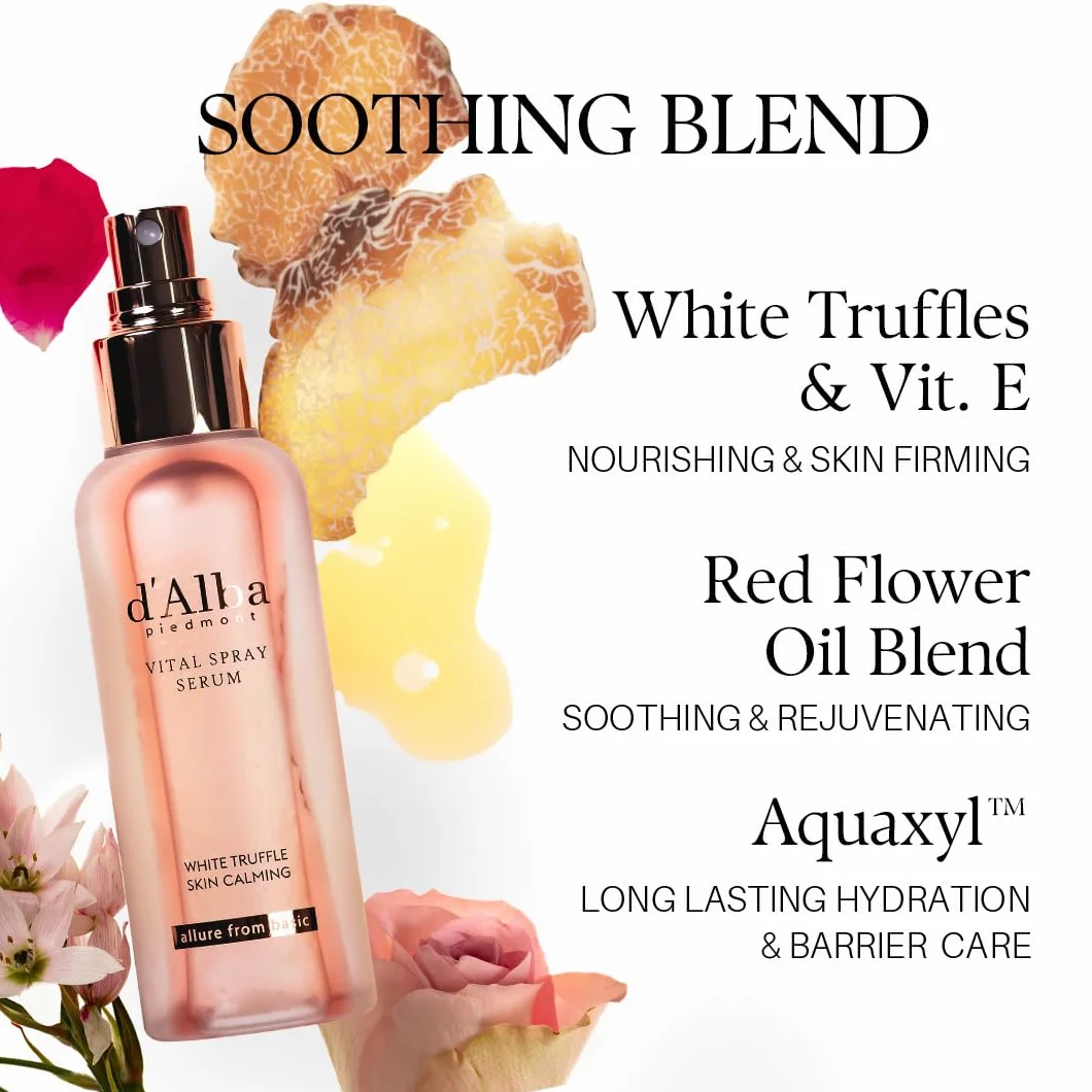 d'alba | Sérum en aerosol italiano con trufa blanca, vitalizante, brillante, hidratante y calmante, en aerosol facial, solución para pieles rojas y sensibles, Vital, skincare coreano