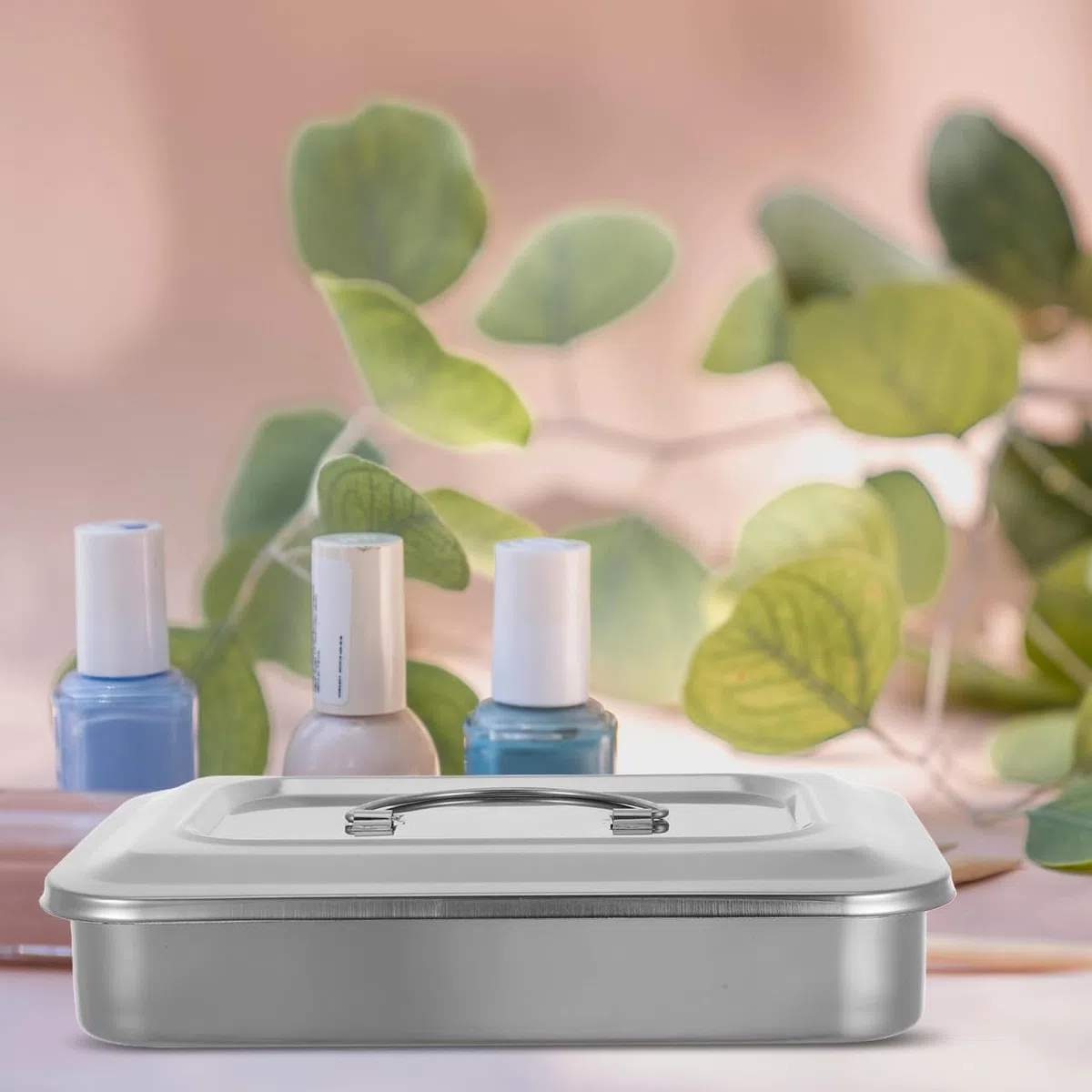 Anneome Caja de Esterilización de Acero Inoxidable Plata de Instrumentos con Tapa Cuadrada Resistente al Óxido y Diseño Simple para Uso Profesional