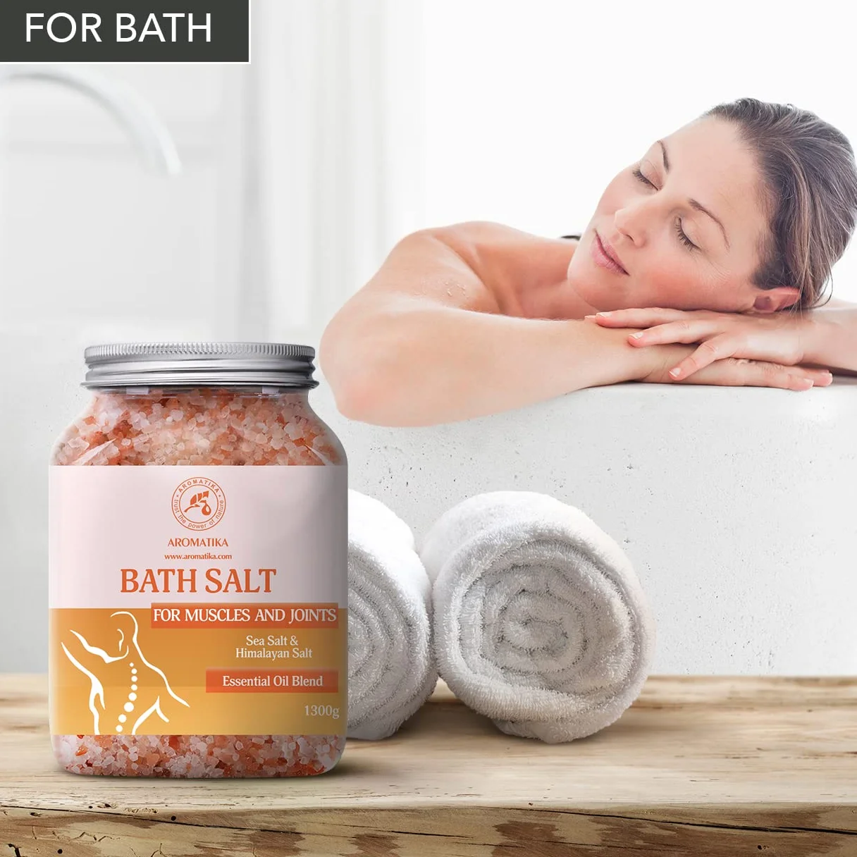 Sales de Baño Articulaciones & Músculos 1300g - Aceites Esenciales de Lavanda & Salvia & Romero - 100% Natural Sales Marinas - Calma los Músculos Cansados - Desintoxica - Relajación