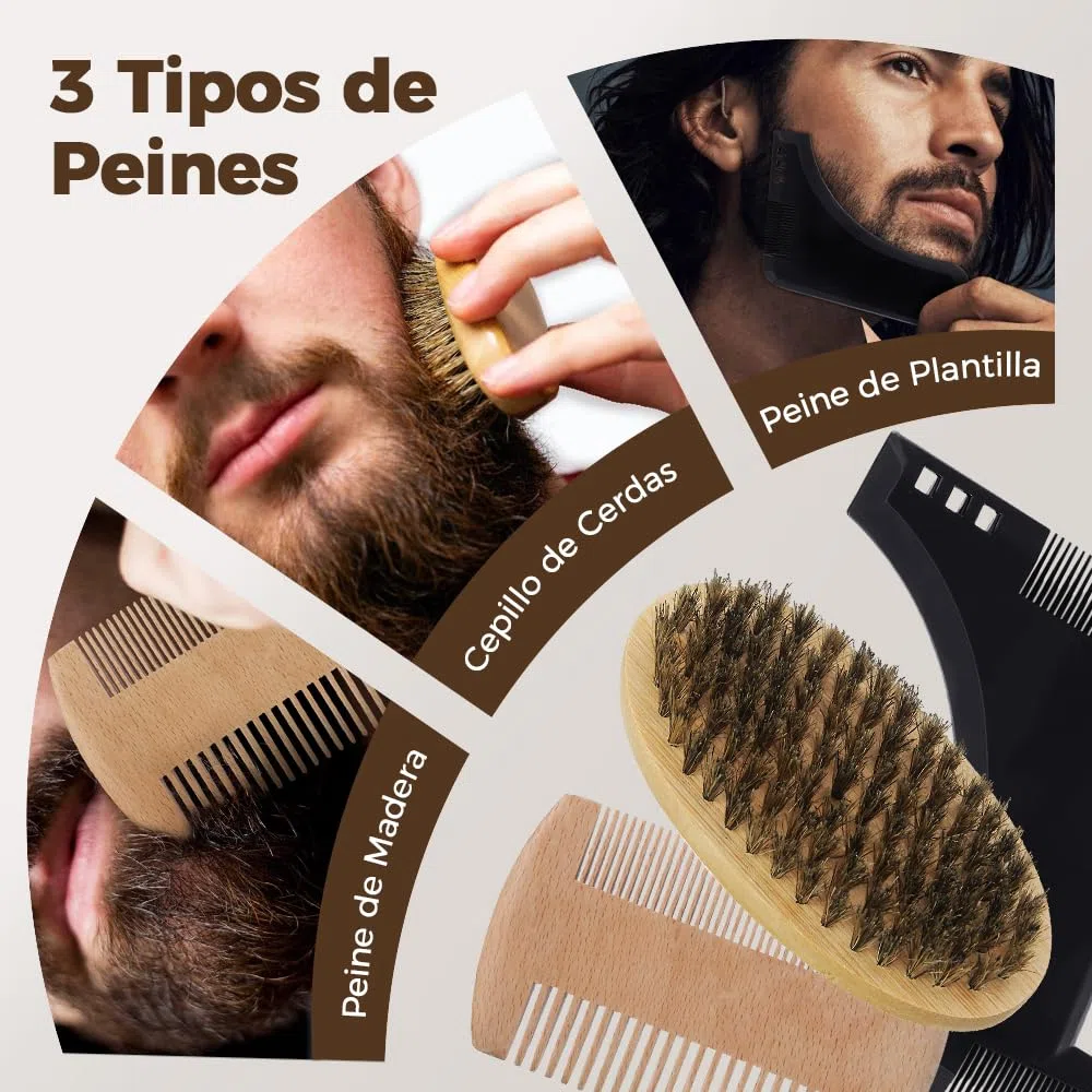 Bledras Kit Cuidado Barba Hombre 13 en 1, Cuidado Barba Hombre con Aceite Para Barba, Champú Para Barba, Crema Para Barba, Lápiz Para Barba, Tijeras, Cepillo Para Barba, Peine Para Barba