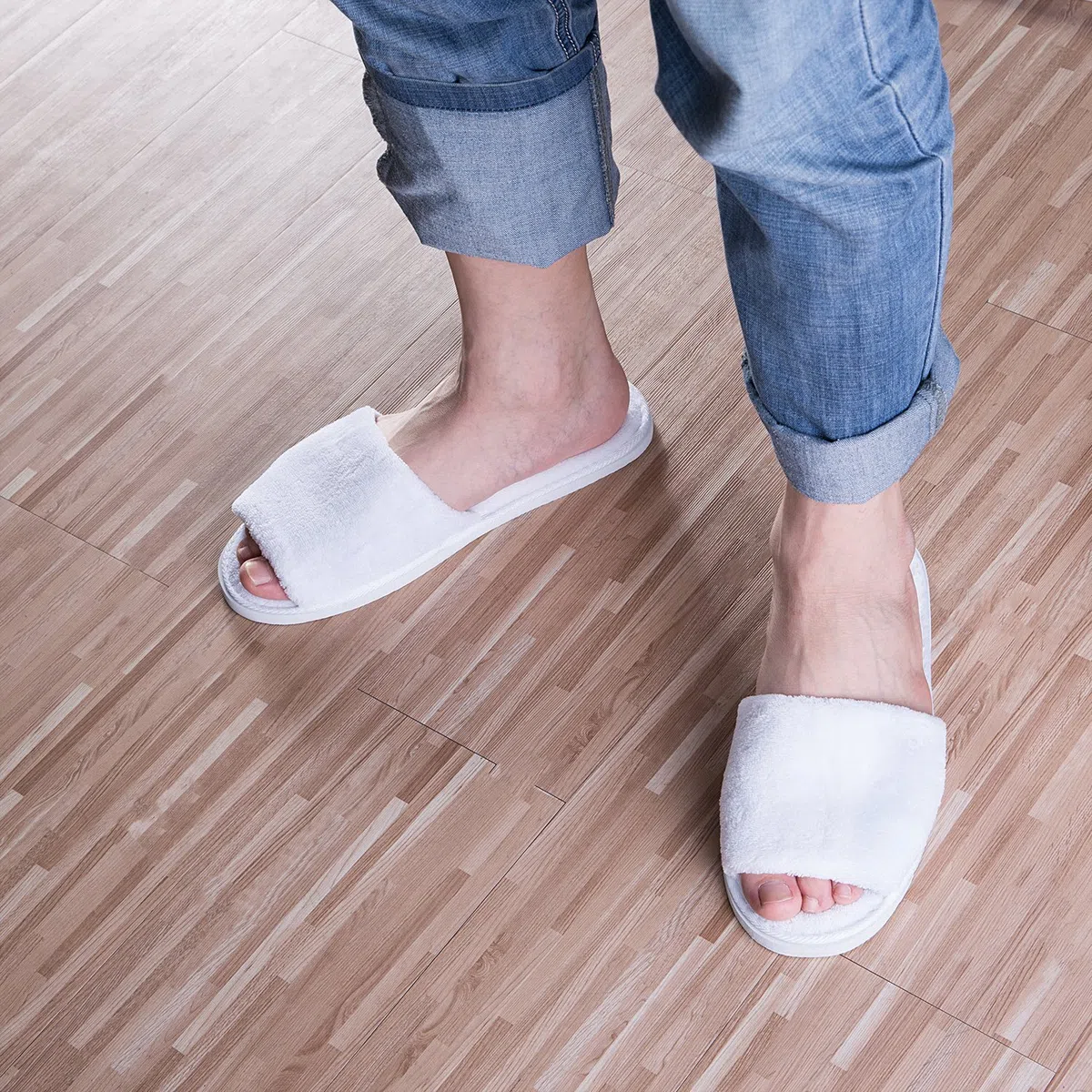 Zapatillas de invierno con punta abierta para spa, invitados, hotel y viajes, lavables y no desechables, fáciles de plegar y partir.
