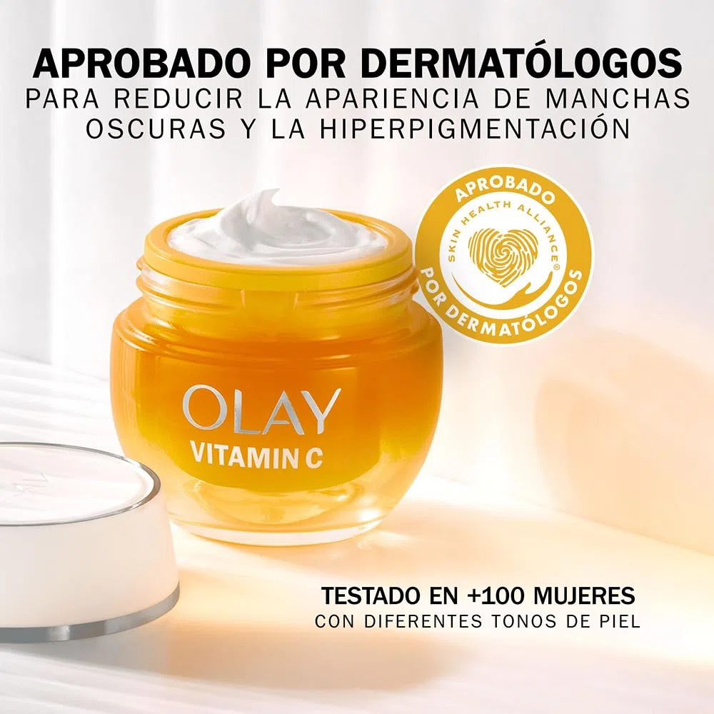 Olay Vitamin C +AHA Crema Facial De Día. Gel Hidratante, Iluminador y Antimanchas Con Vitamina C, AHA, Niacinamida Antiedad y Vitamina E. Unifica E Hidrata. No Graso, No Pegajoso. 50ml