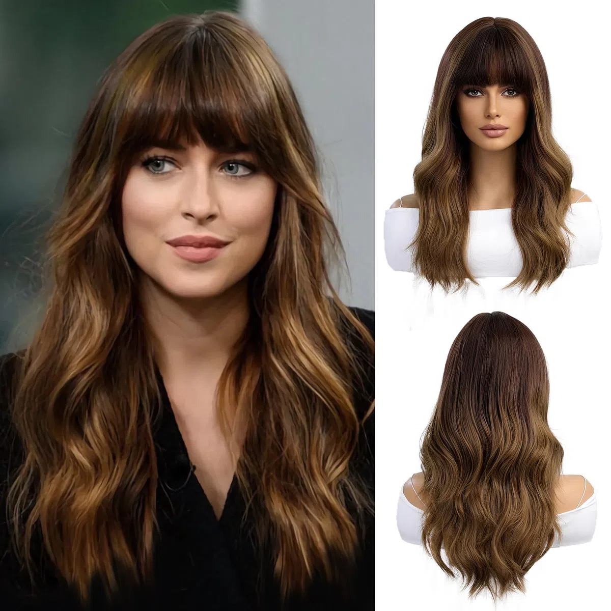20 Pulgadas De Largo Natural Rizado Negro Ombre Pelucas Marrones Para Las Mujeres De Pelo Sintético Natural Resistente Al Calor De Fiesta Diaria Cosplay Desgaste