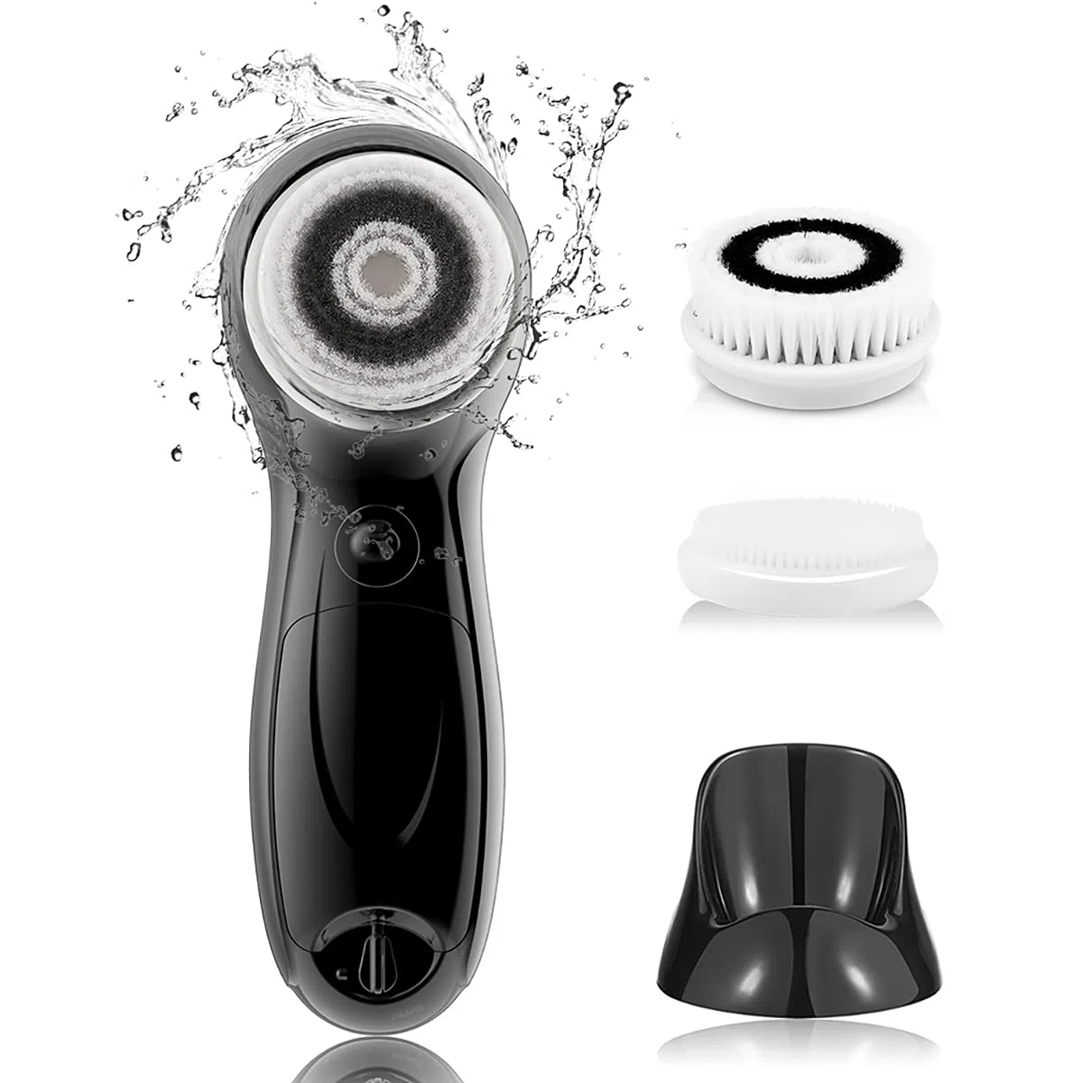 TOUCHBeauty Cepillo de Limpieza Facial para Hombre, Cepillo Limpiador Facial con Soporte, 3 Cabezales Exfoliantes, Doble Velocidad, Impermeable, Funciona con Batería, AG-0759M