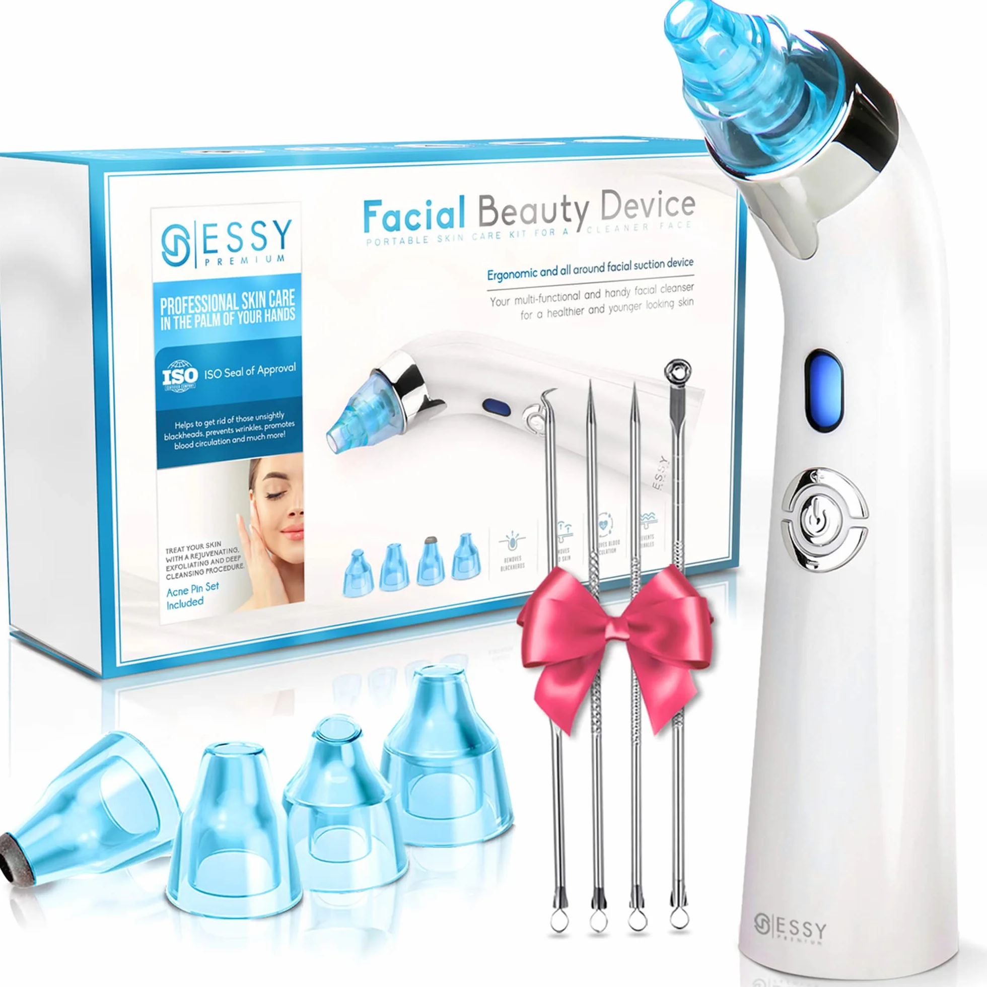 Essy Limpiador de Poros Succionador de Puntos Negros y Espinillas Extractor Puntos Negros Removedor Aparato para Quitar Acne Microdermoabrasion Limpia Poros Blackhead Remover Vacuum Pore Cleanser