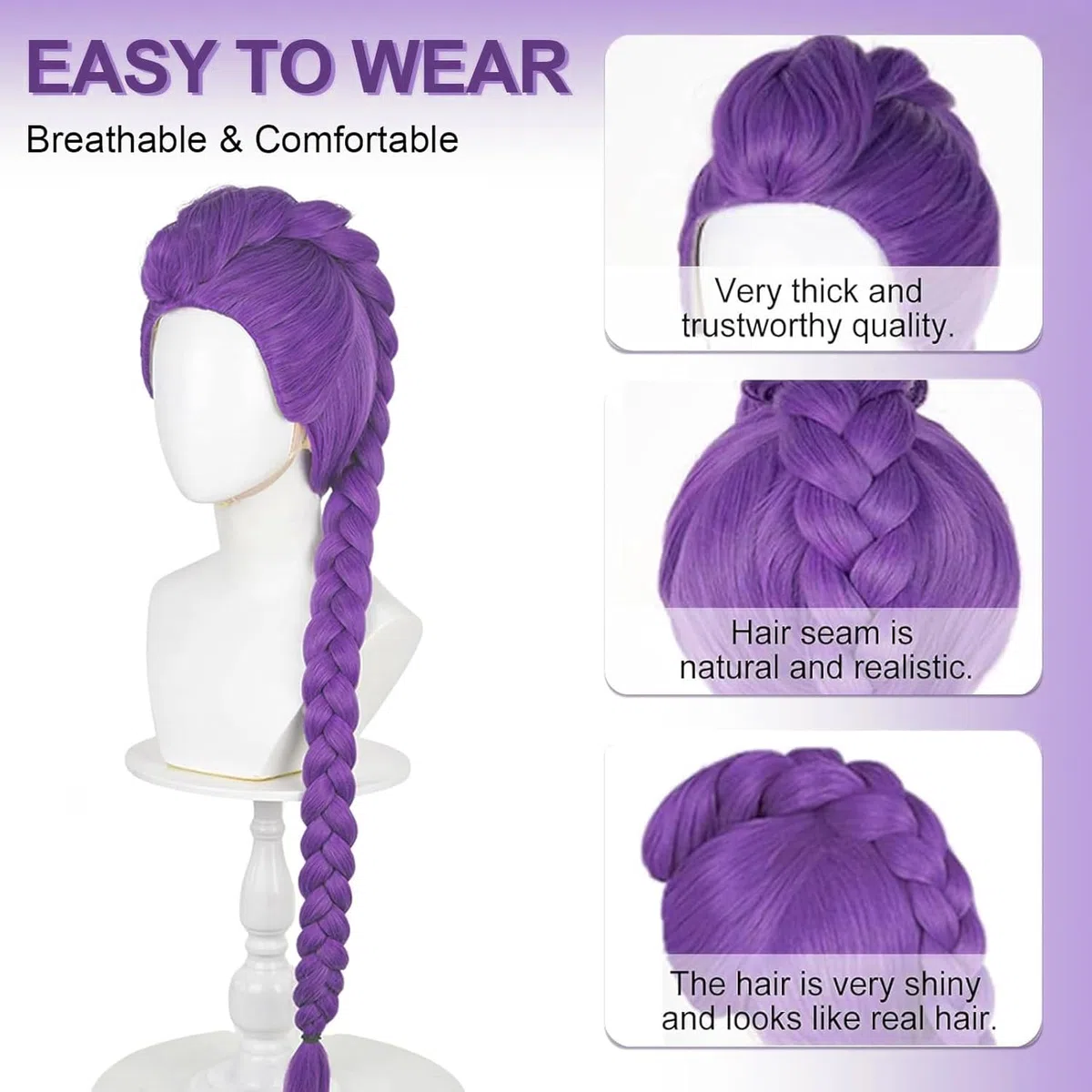 PORSMEER Peluca de Cosplay Anime Rumi Pelucas Accesorio de pelo largo y liso para mujeres