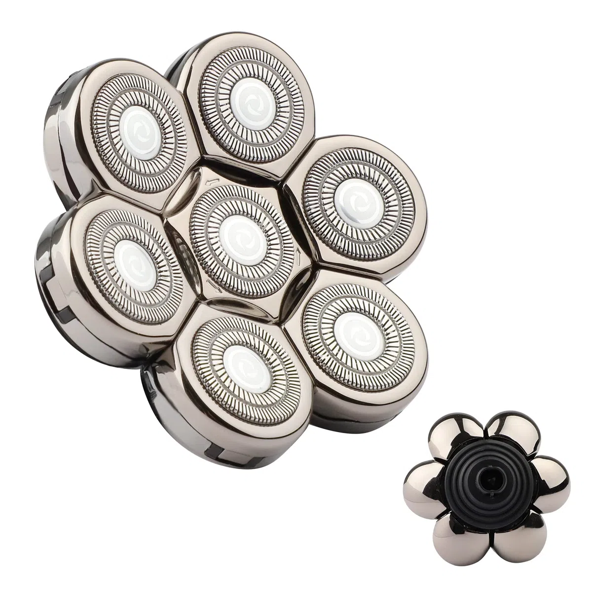 Sjpzwcrl Recambio Cabezal Maquina de Afeitar: - 7 Cabezales Afeitadora Electrica Hombre 7D Repuesto de Maquinilla Eléctrica Calva Máquina Recortadora Barba y Pelo Cabeza y Cara Rotativa (Plata)