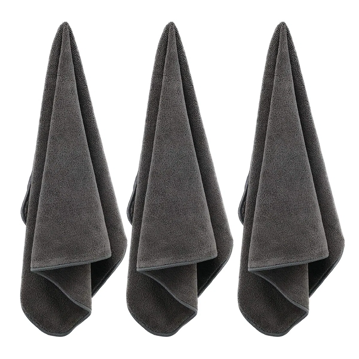 Polyte - Toalla de Microfibra antipelusa para el Cabello - Secado rápido - Profesional - 40,6 x 73,7 cm - Pack de 8 (Gris Oscuro)
