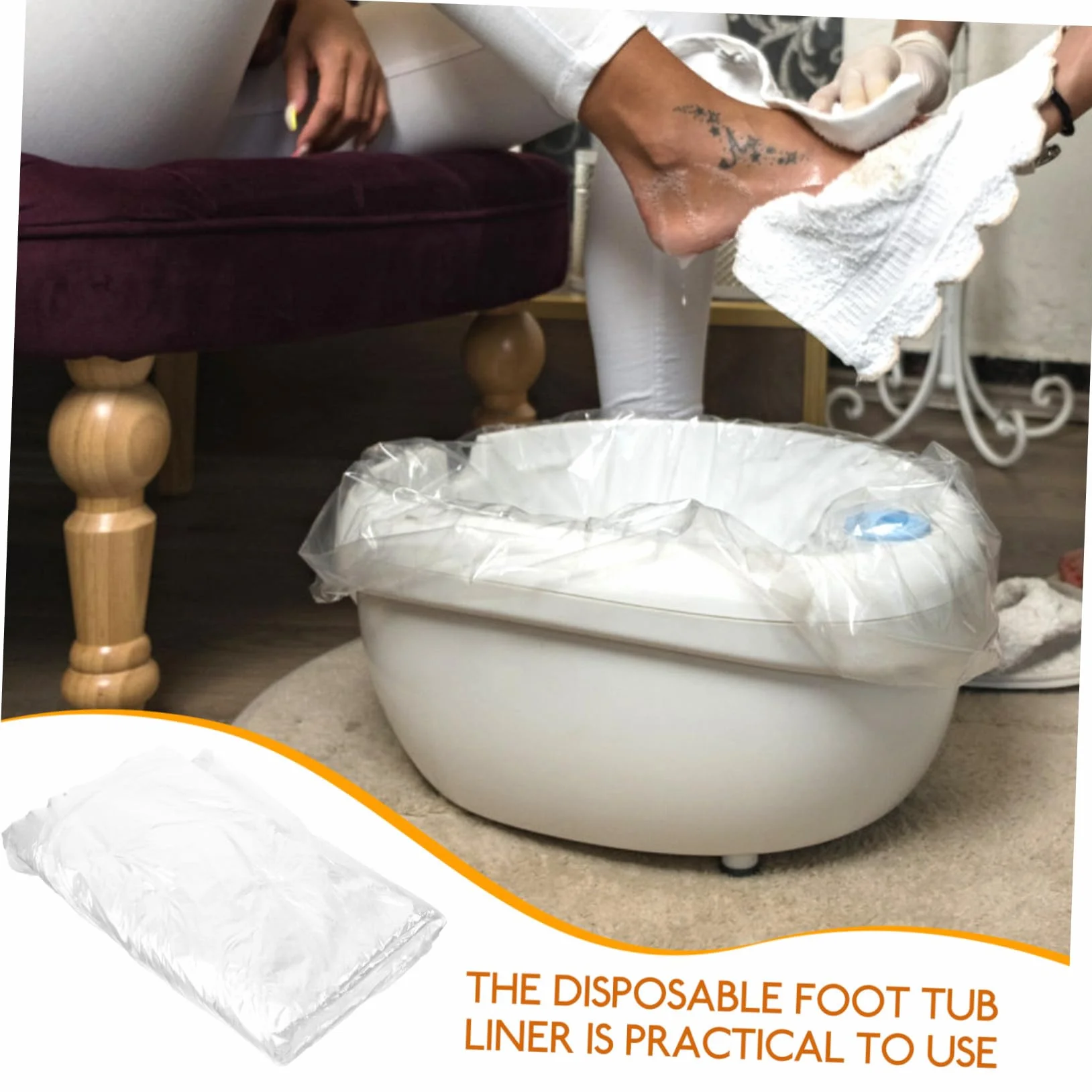 80 bolsas desechables para baño de pies, impermeables, para spa, bandeja para pies, práctica pedicura, Reutilizable, para salón y hogar, ligera, transpirable, sin esfuerzo de instalación