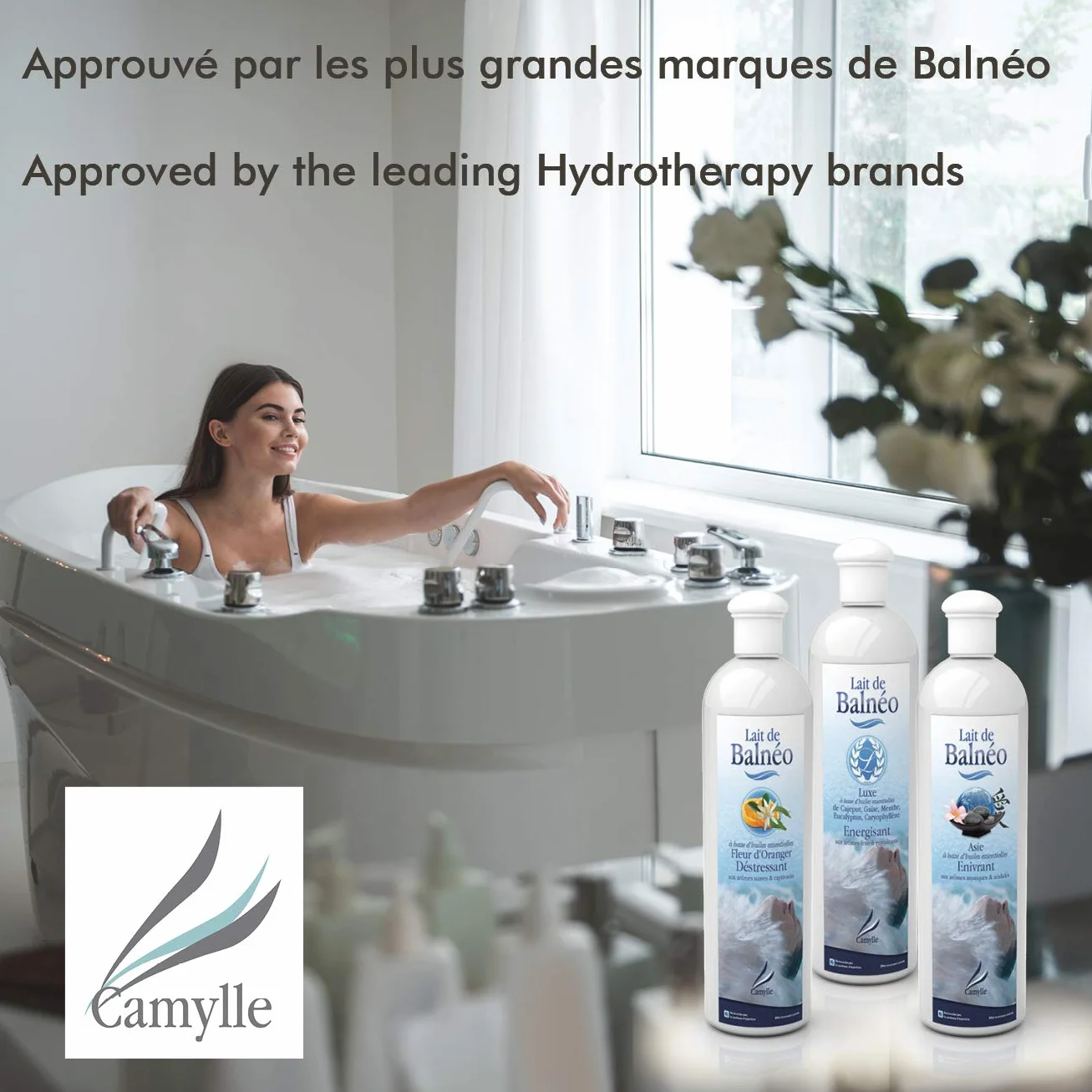 Camylle - Leche de Baño de Naranja - Emulsión de Aceites Esenciales para Baños de Hidroterapia, Baños de Burbujas y Pediluvios - Calmante con aromas dulces y afrutados - 500ml