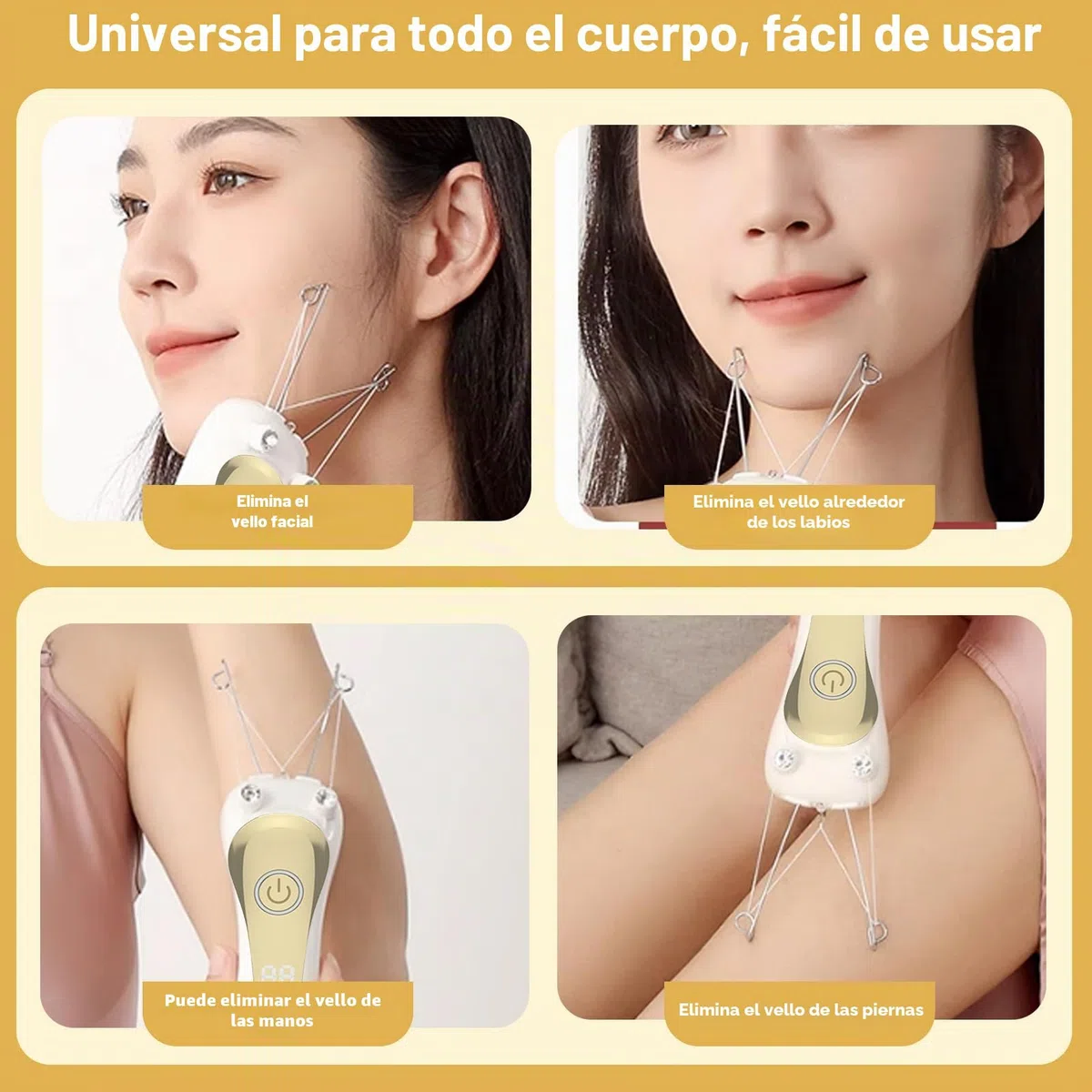 Depiladora eléctrica para mujer depiladora de rosca eléctrica depiladora facial para mujeres enhebrador físico depiladora para mujer depiladora facial para brazos y piernas (dorado)
