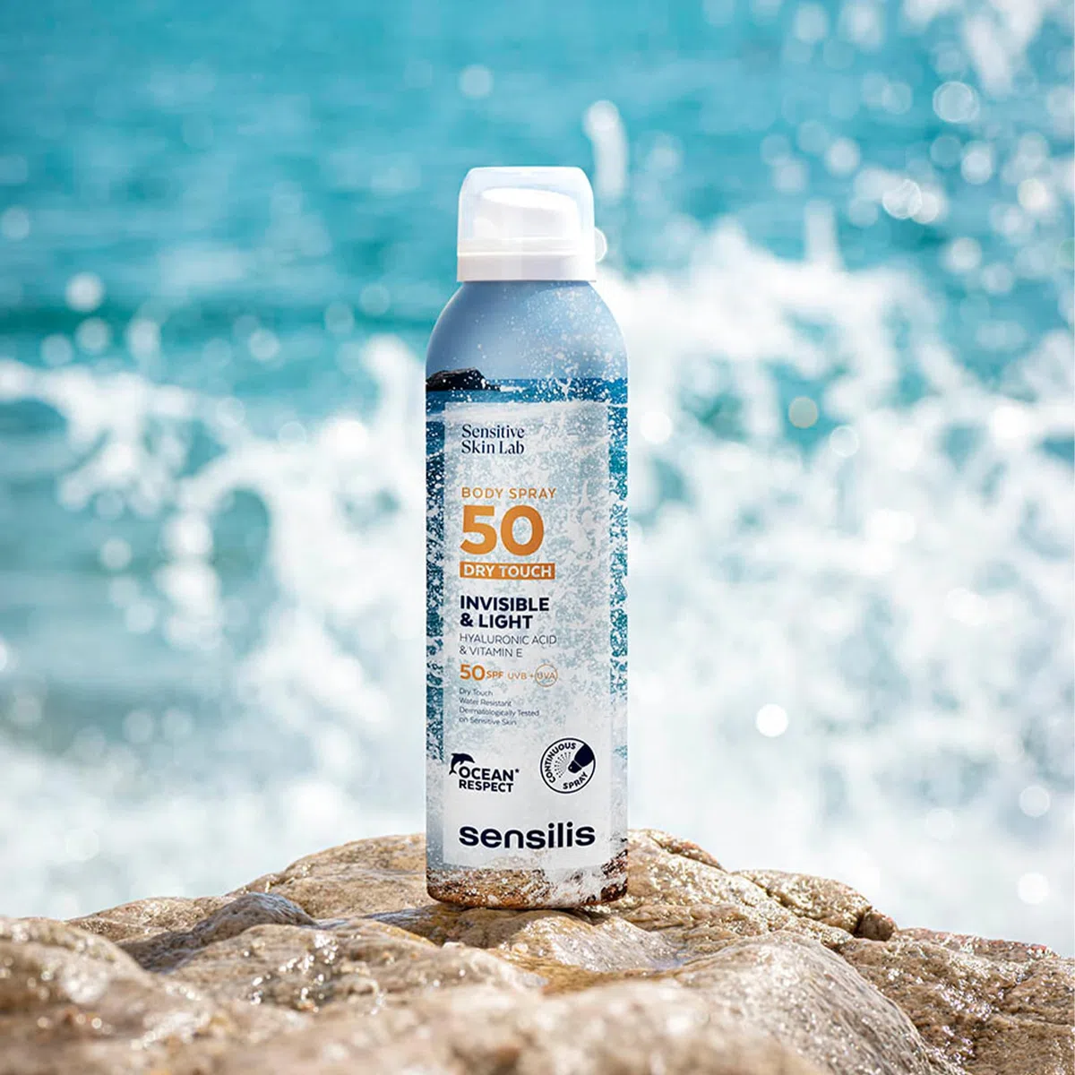Sensilis - Duplo Body Spray Dry Touch SPF50, Protector Solar, con Ácido Hialurónico, Vitamina E y Aloe Vera, Calma, Hidrata, con Efecto Antioxidante, Apto en Pieles de Fototipos II y III - 2 x 200 ml