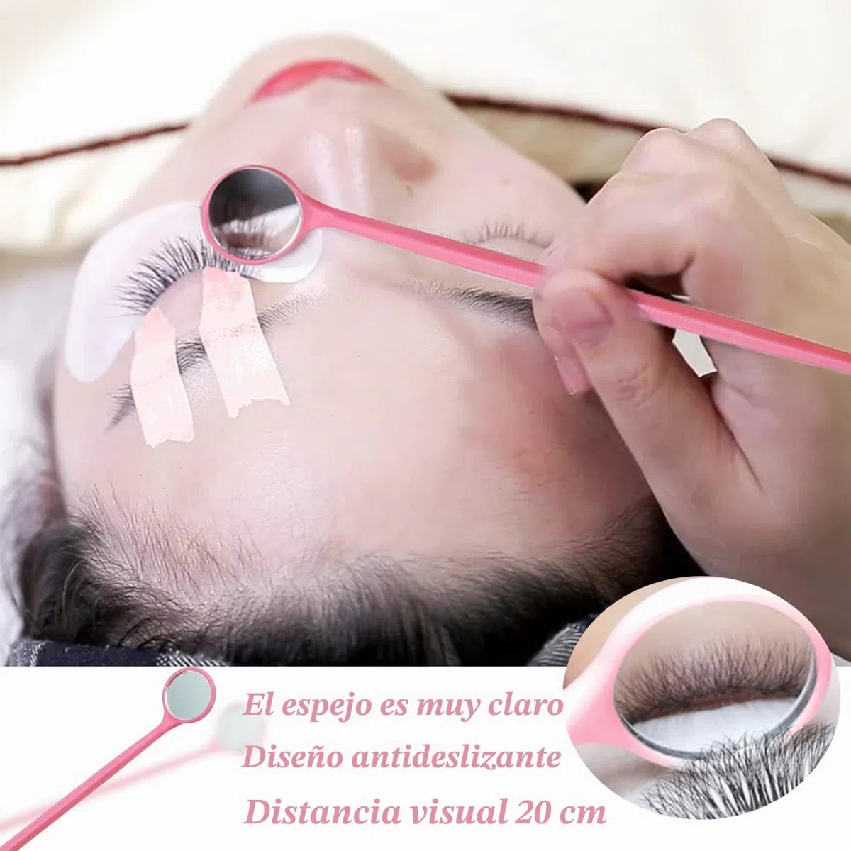 Kit de Extensión de Pestañas USB Ventilador de Aire Acondicionado Cepillos de Pestañas Micro Aplicadores Soporte de Pegamento Espejo Parches para Pestañas Cinta Almohadillas de Silicona Pinzas