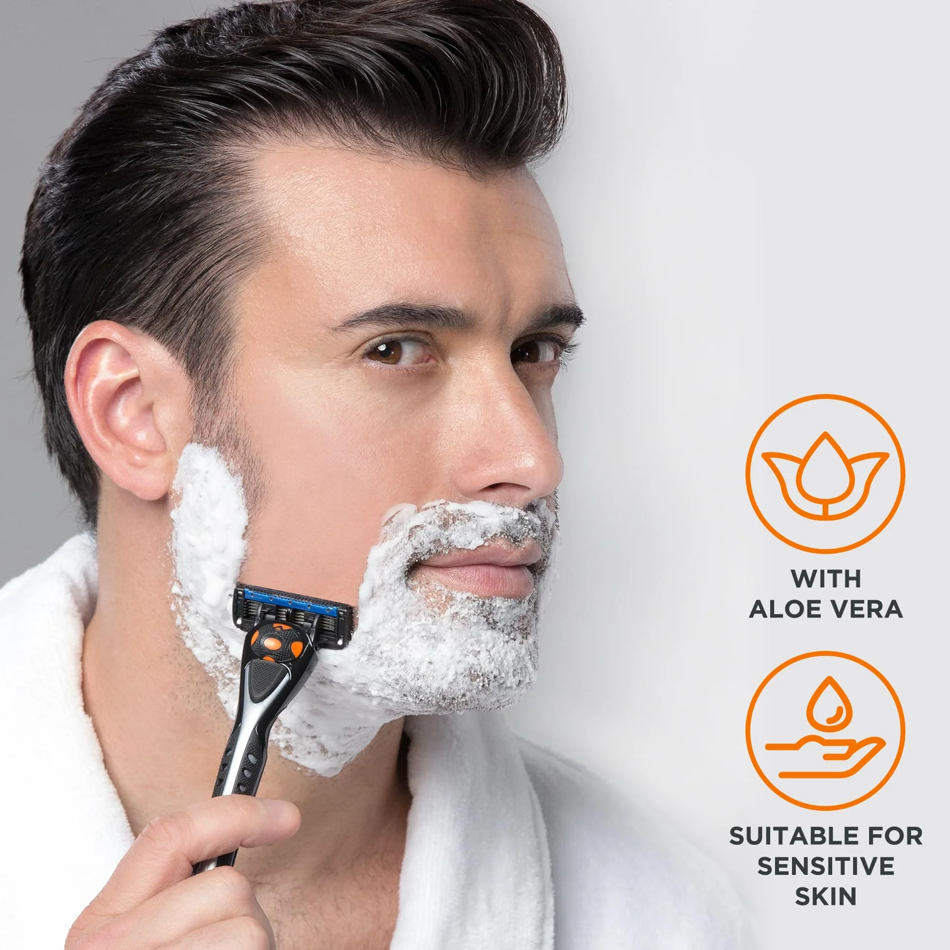 by Amazon Maquinilla de afeitar de cinco hojas para hombre con 6 recambios, Multicolor