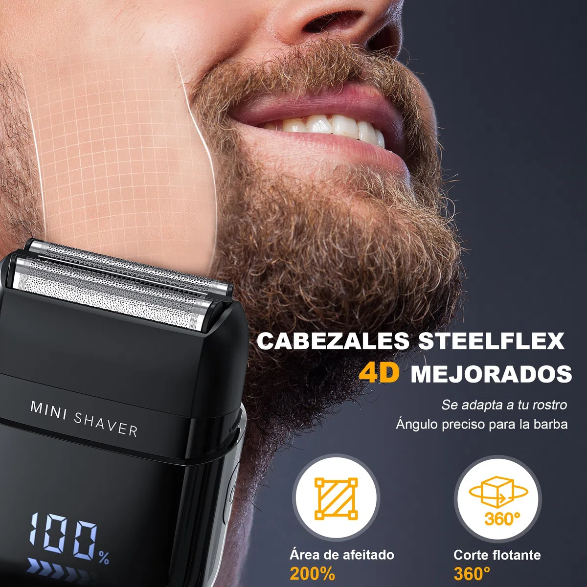 Mini Afeitadora Electrica para Hombres con Pantalla LED, Impermeable IPX7, Portátil Silenciosa y Lavable