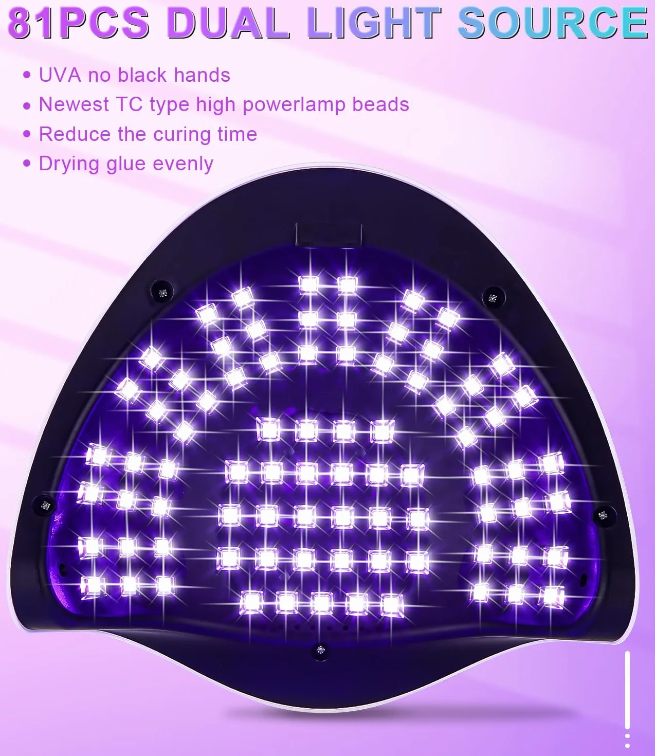 380W Lámpara de Uñas UV LED, 81pcs de cuentas LED Profesional Curado de Esmalte de Gel Secador de Uñas Rápido, con Función de Temporización para Manicura/Pedicure Nail Art en el Hogar y Salón