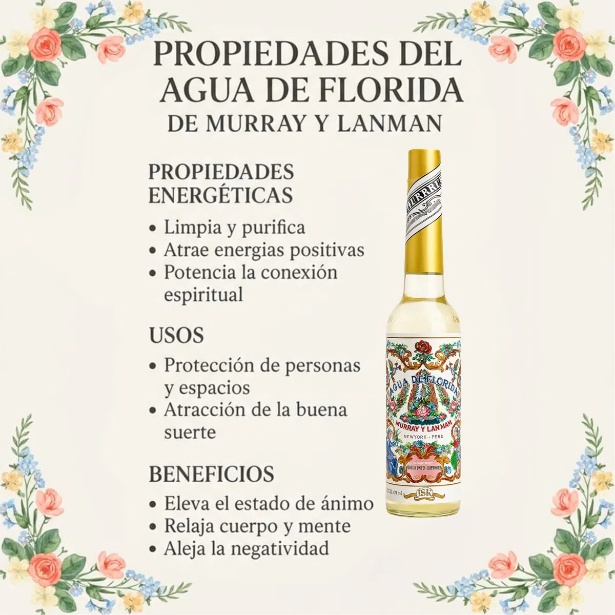 Agua de Florida 270 ml - Agua de Colonia - Murray & Lanman - Echo en Perú - Fragancia Clásica y Refrescante con Notas Cítricas y Florales - Pack Laborawi (3 x 270ml)