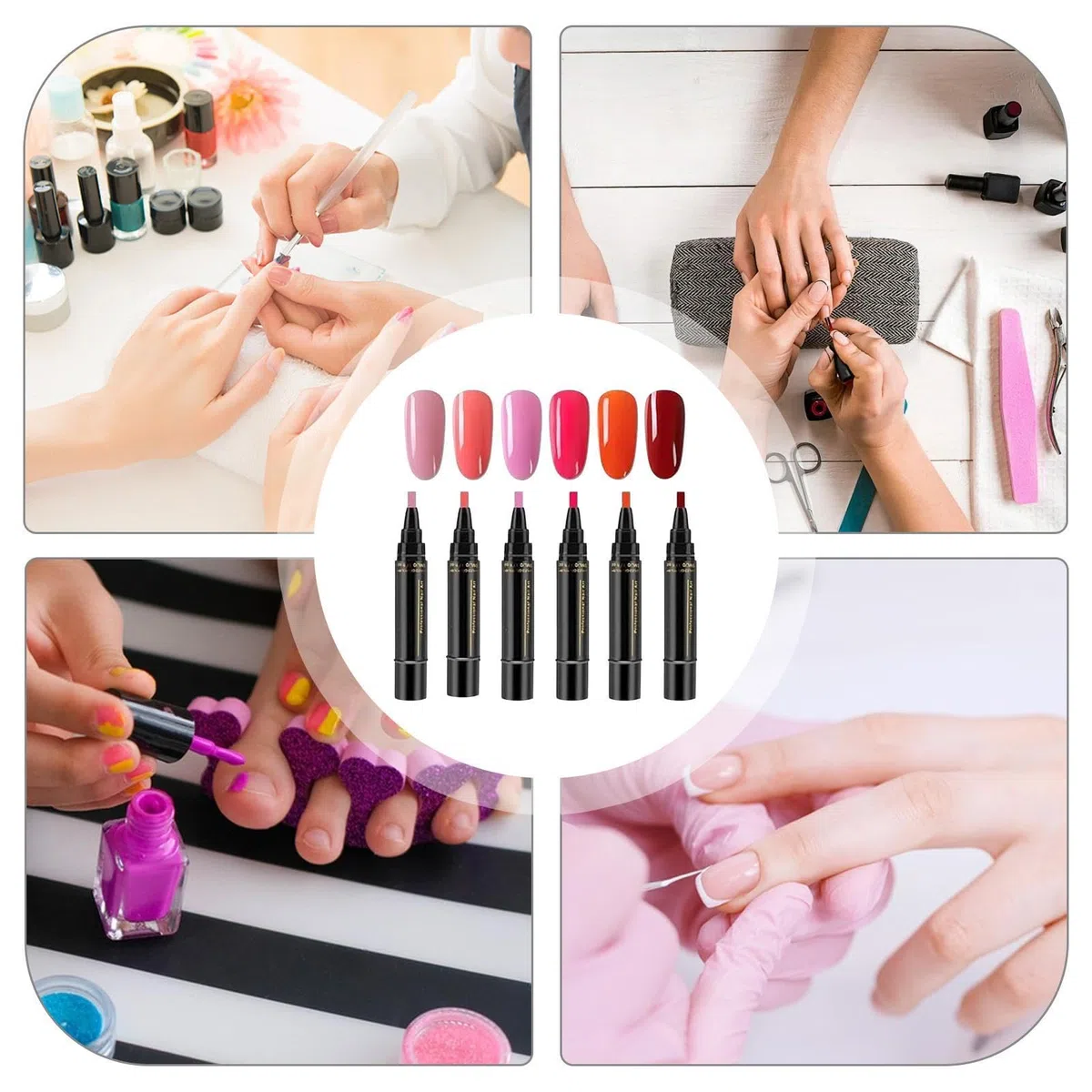 Bolígrafos De Esmalte De Uñas Para Mujeres, Bolígrafos Esmalte Uñas Gel, Kit Des Pintura Esmaltes Secado Rápido 6 Colores, Para Un Acabado Des Manicura Profesional