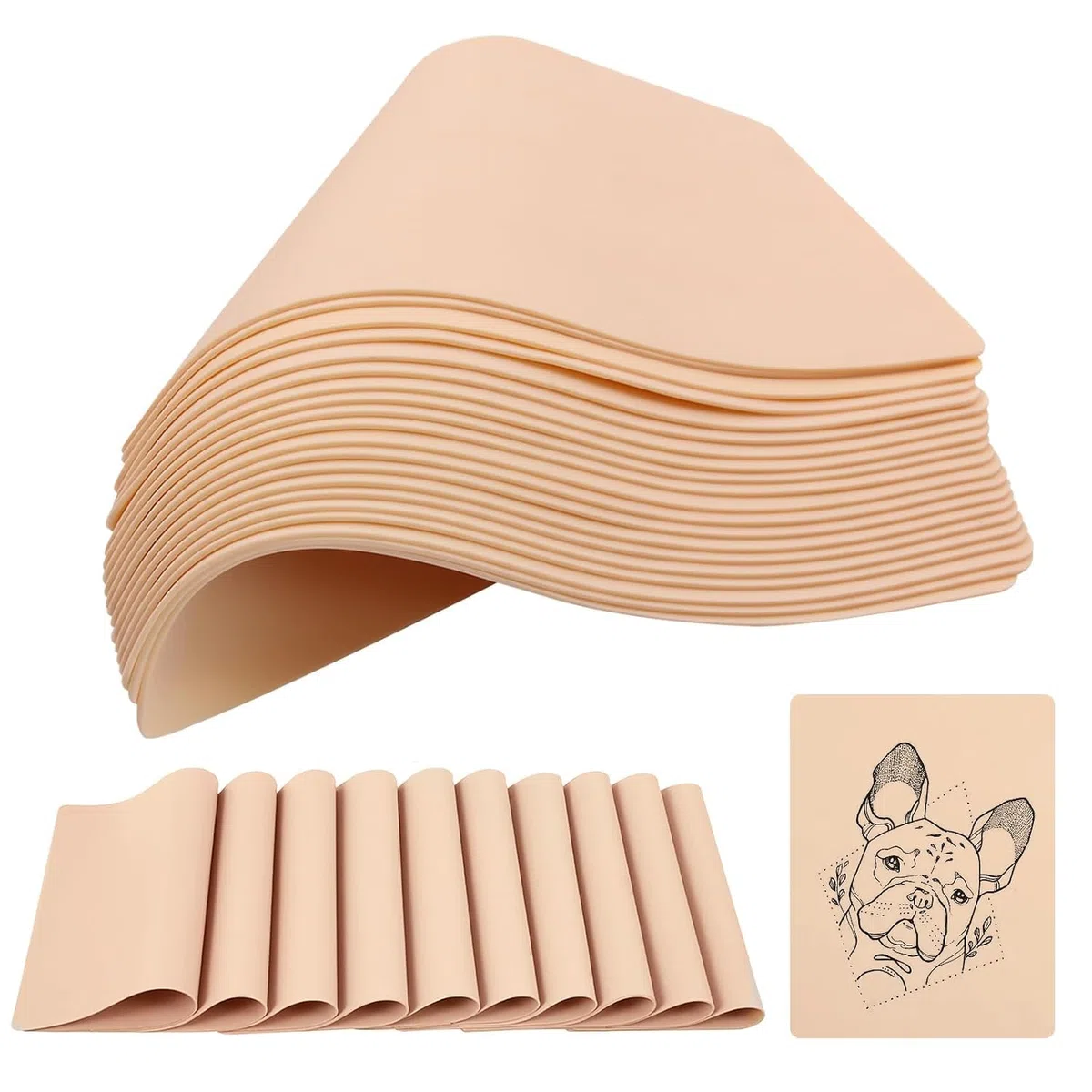 30 Piezas Piel Sintética para Tatuaje, TONBAO Piel de Práctica para Tatuaje 19x14cm con Doble Cara, Piel Falsa Suave para Principiantes y Artistas Profesionales de Tatuaje