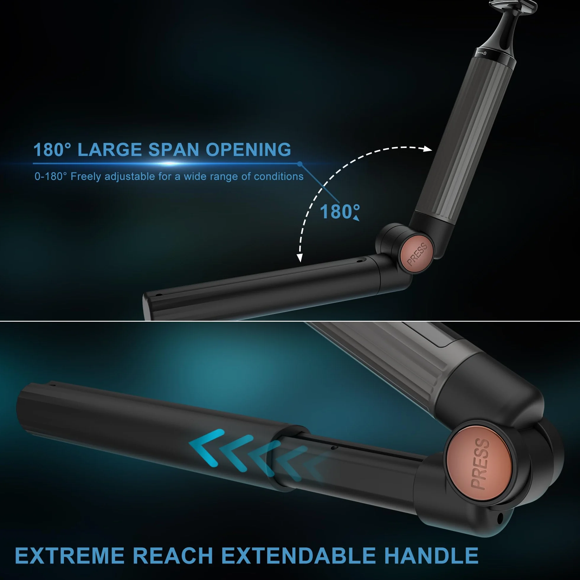 Hatteker Afeitadora espaldas Masculina Afeitadora Corporal Eléctrica con brazo extensible Ajustable Maquina de afeitar Kit Recortadora de curpo,barba para cara, brazo, barbilla Sin cable