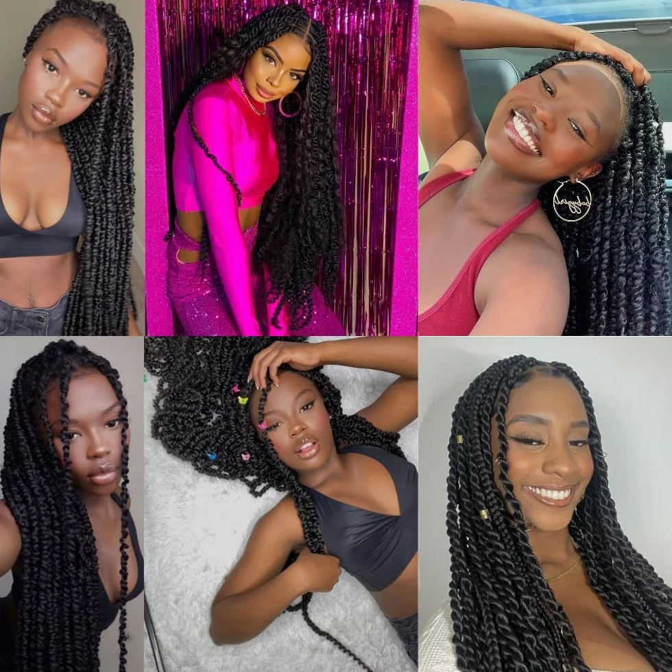 Passion Twist Hair, 7 confezioni 12 pollici Passion Twist Pelo Sintetico For África Trenzas YDDM Passion Twist Crochet Hair Water Wave Crochet Twist Hair Crochet Estensioni Sintetiche T1B-27#