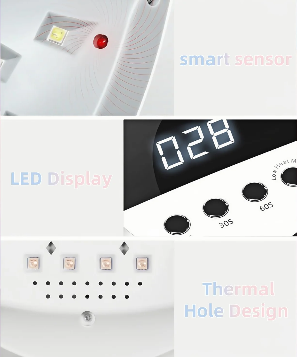 Secador Profesional de Uñas UV LED 320W con 72 LEDs, Sensor Automático y 4 Temporizadores, para Manicura y Pedicura