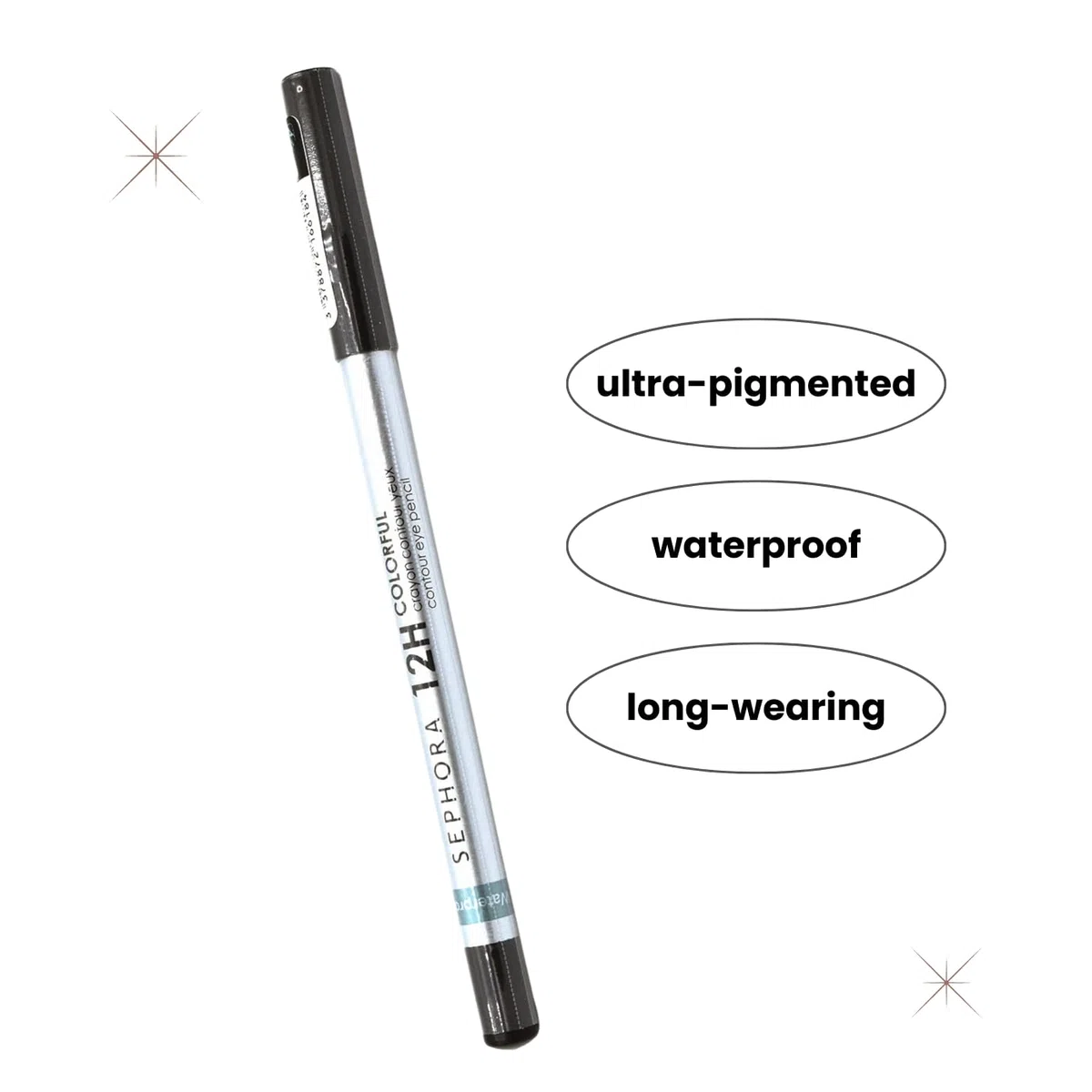 Sephora 12H colorido lápiz de contorno de ojos impermeable – 01 encaje negro 0.3 oz