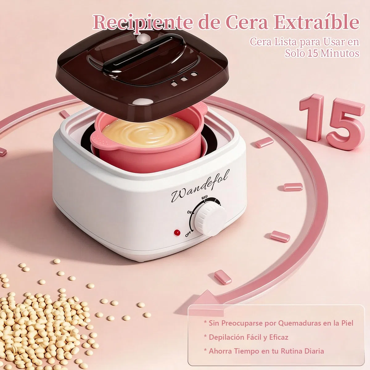 Juego de depilación profesional Wachsgerät Calentador de Cera Depilatoria - Máquina de Cera Caliente para Depilar con 4x100g Cera Depilatoria