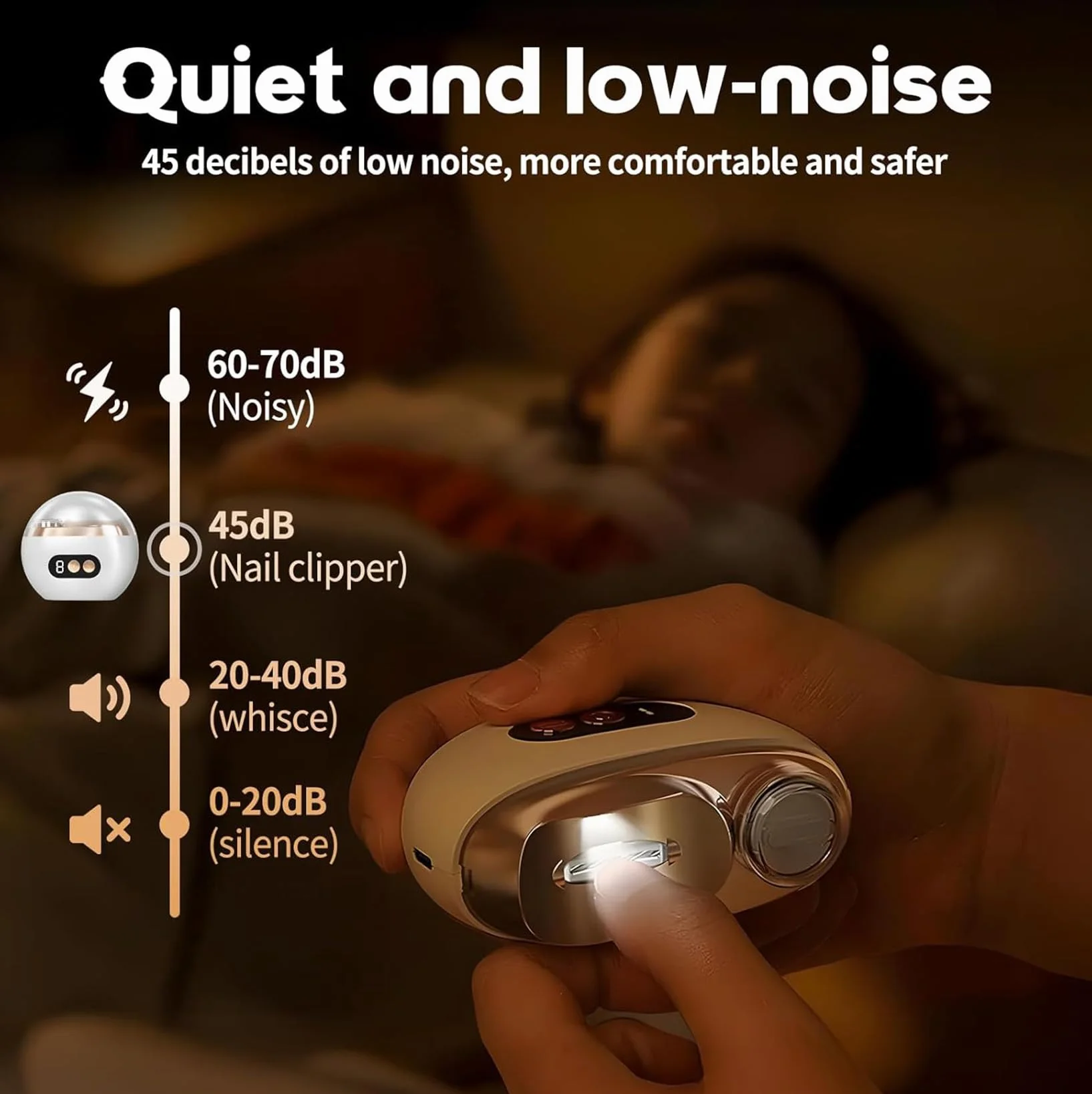 Cortaúñas Eléctrico Set de, Incluye un Cortaúñas Automático 3 en 1 + un Cortaúñas en ángulo para Bebés, Niños, Adultos y Personas Mayores，Ideal para Todas Las Necesidades de Cuidado de Las uñas，Blanco