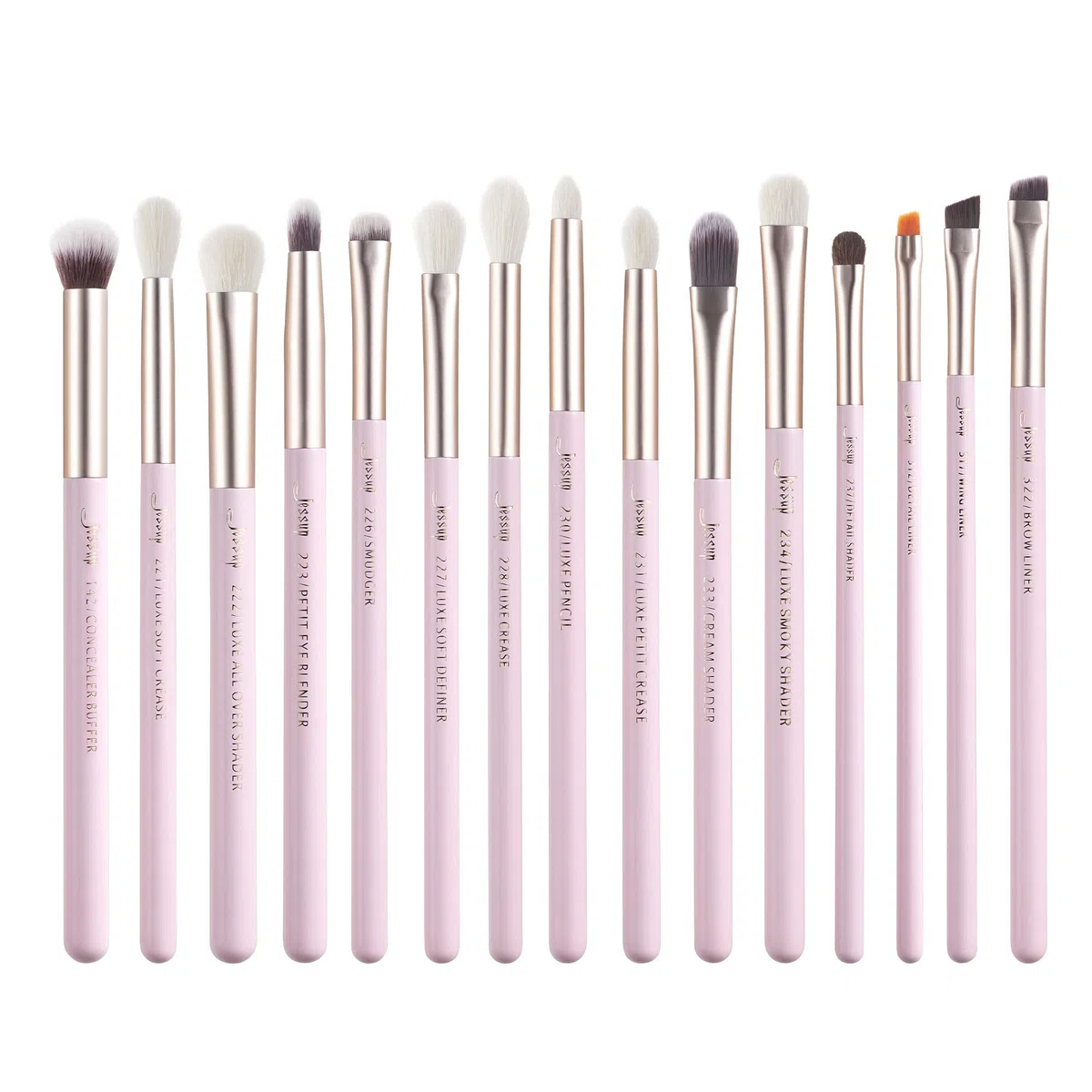 Jessup De Brochas De Maquillaje De Ojos Jessup, 15 Piezas Profesionales, Corrector De Mezcla De Sombras De Ojos, Brochas Para Delineador De Ojos, Blushing Bride T294