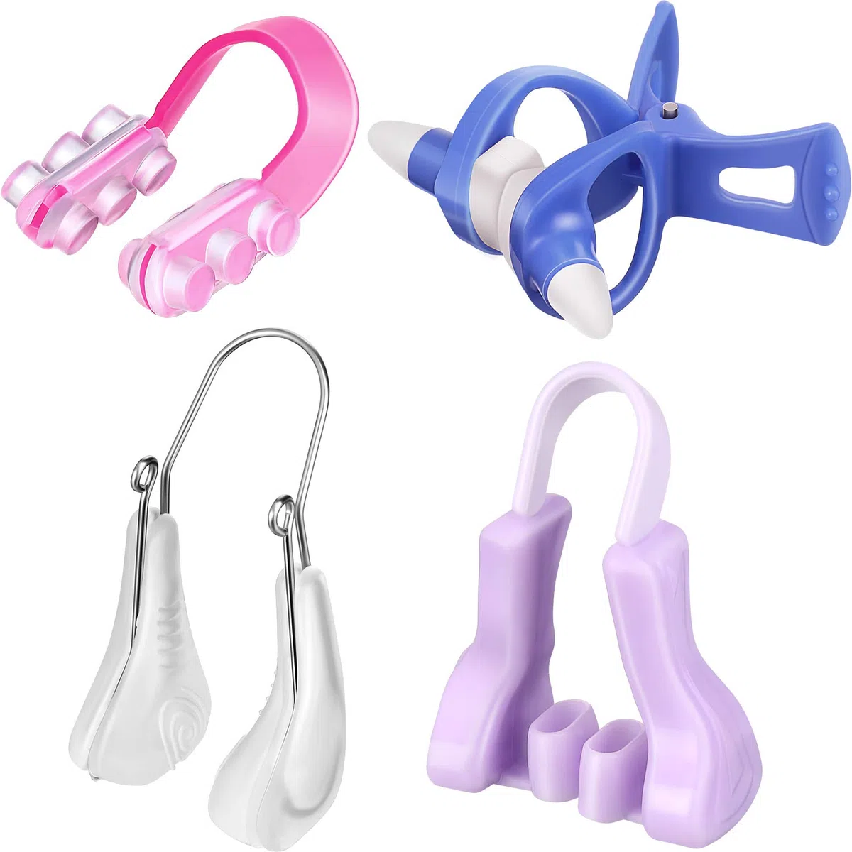 4 Piezas Clips de Levantar Nariz Pinza de Silicona de Puente de Nariz Herramienta de Clip de Bella para Mujeres (Morado, Rosa, Azul, Transparente)