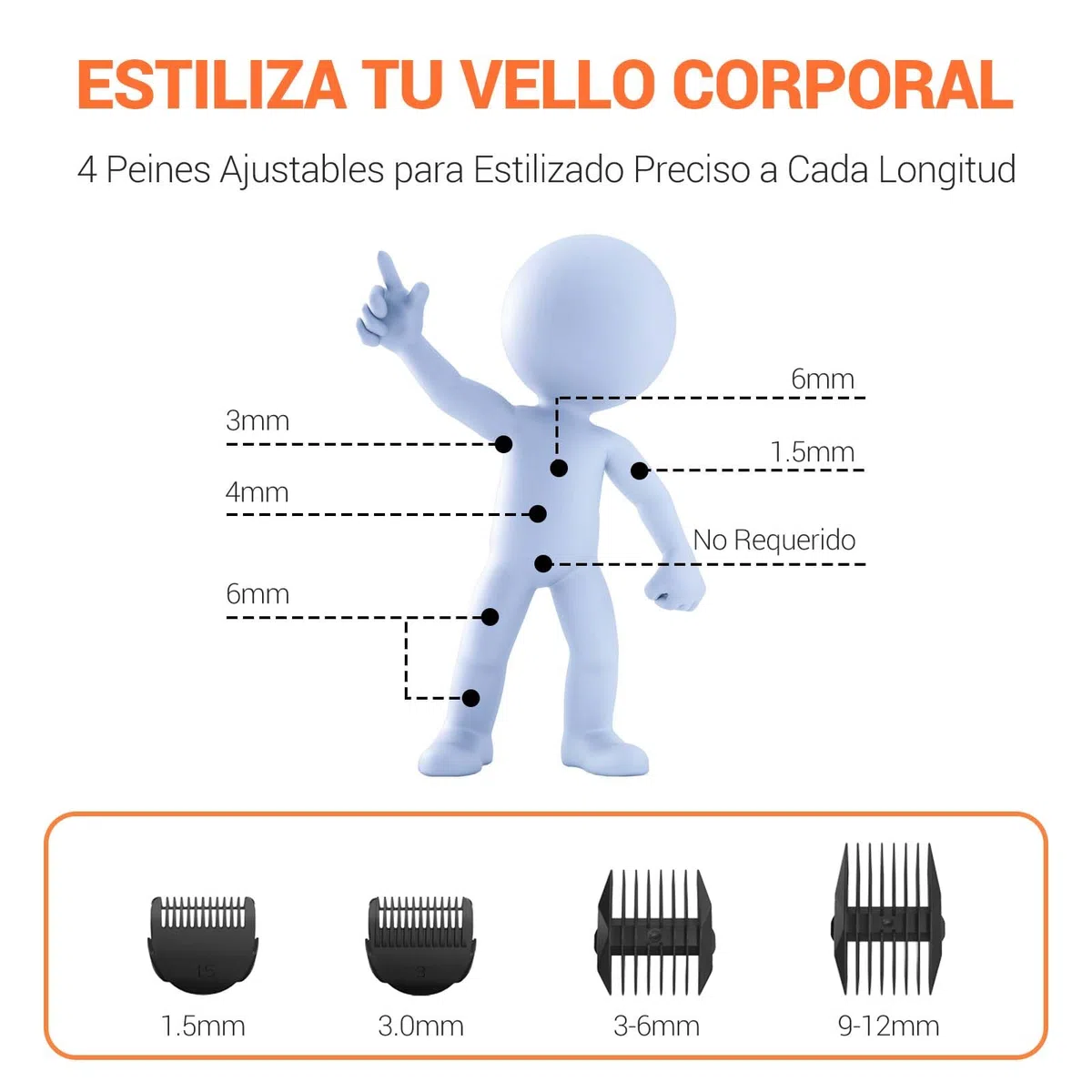 MANSPOT Afeitadora Corporal Masculina, Depiladora Corporal Hombre con Cuchilla de Cerámica Desmontable, IPX7 Resistente al Agua, Seco y Húmedo, para Axilas, Pecho, Piernas y Genitales