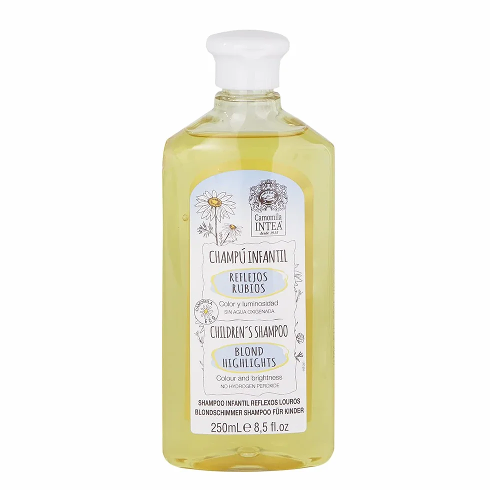 Camomila Intea - Champú Infantil Reflejos Rubios 2x250 ML + Mascarilla Reflejos Rubios 250 ML + Cepillo Especial Antienredos y Antitirones - Pack 2x250 ml + Mascarilla + Peine Desenredos
