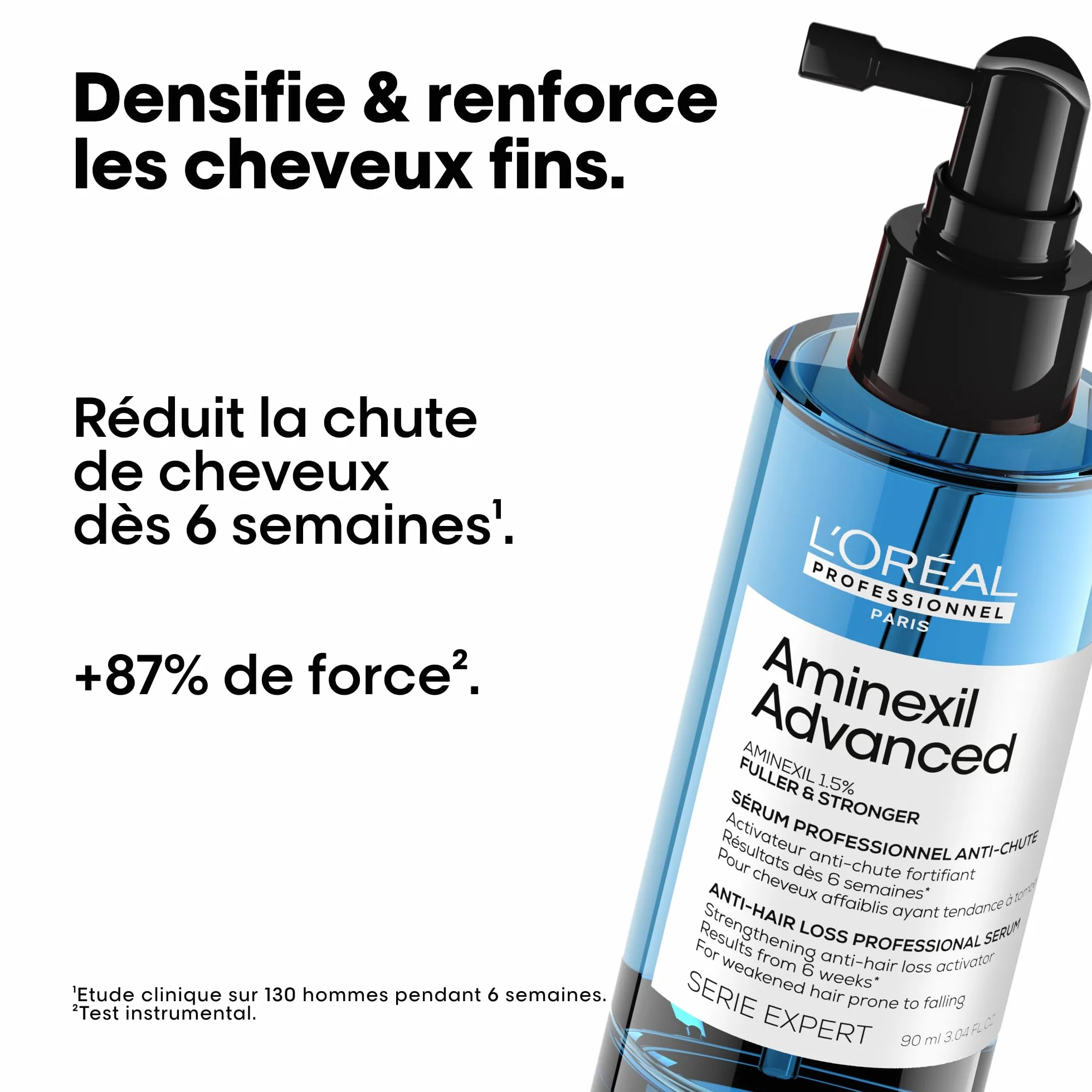 L'Oréal Professionnel Sérum Aminexil Advanced Fuller & Stronger, Enriquecido con Activos Dermatológicos para Prevenir la Caída del Cabello, Aminexil Advanced, 90 ml