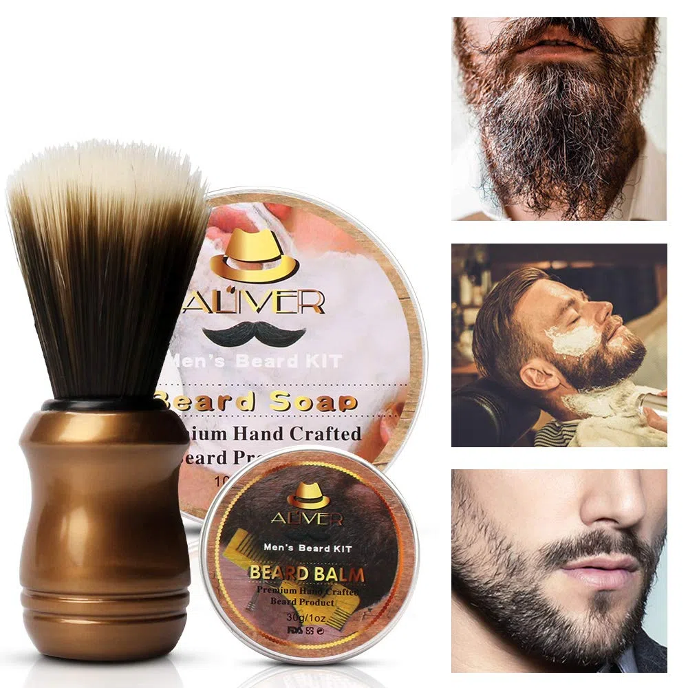 Kit Barba para Hombre, Juego de barba Hombre, con Champú de barba, Aceite para barba,Bálsamo,Peine barba, Cepillo, tijeras, set de cuidado para la barba, set de regalo para hombre