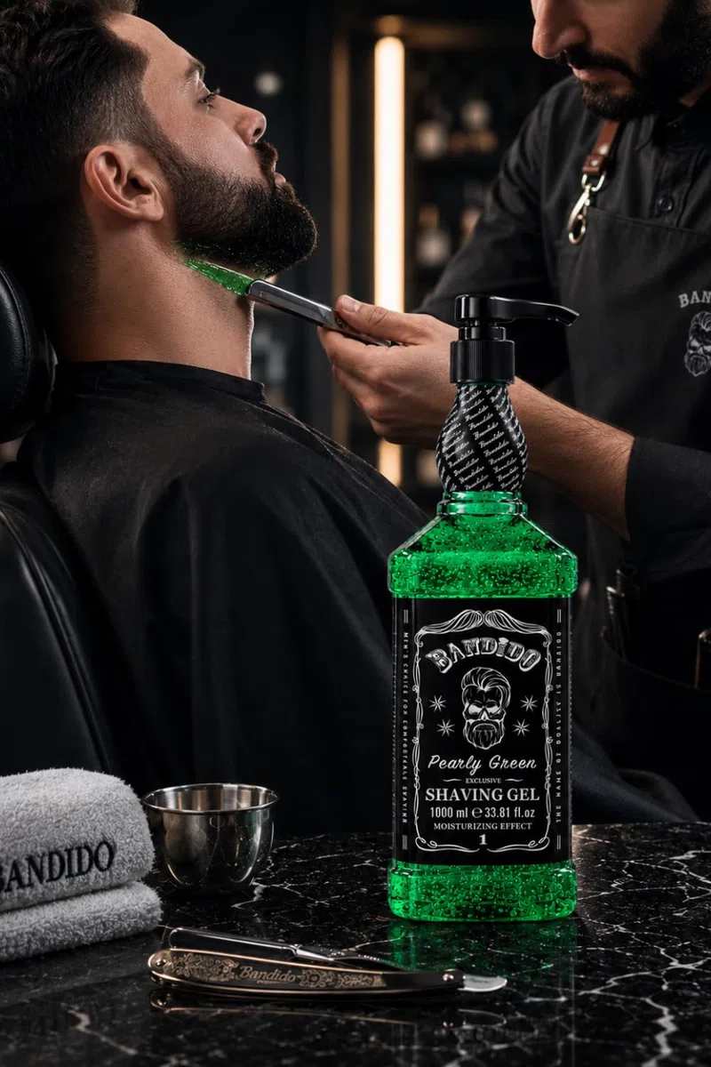 Gel de Afeitar Bandido para Hombre (1000 ml) Transparente, Afeitado Preciso, No Espumoso, para Contorno de Barba Con Cualquier Hoja o Navaja (Verde)