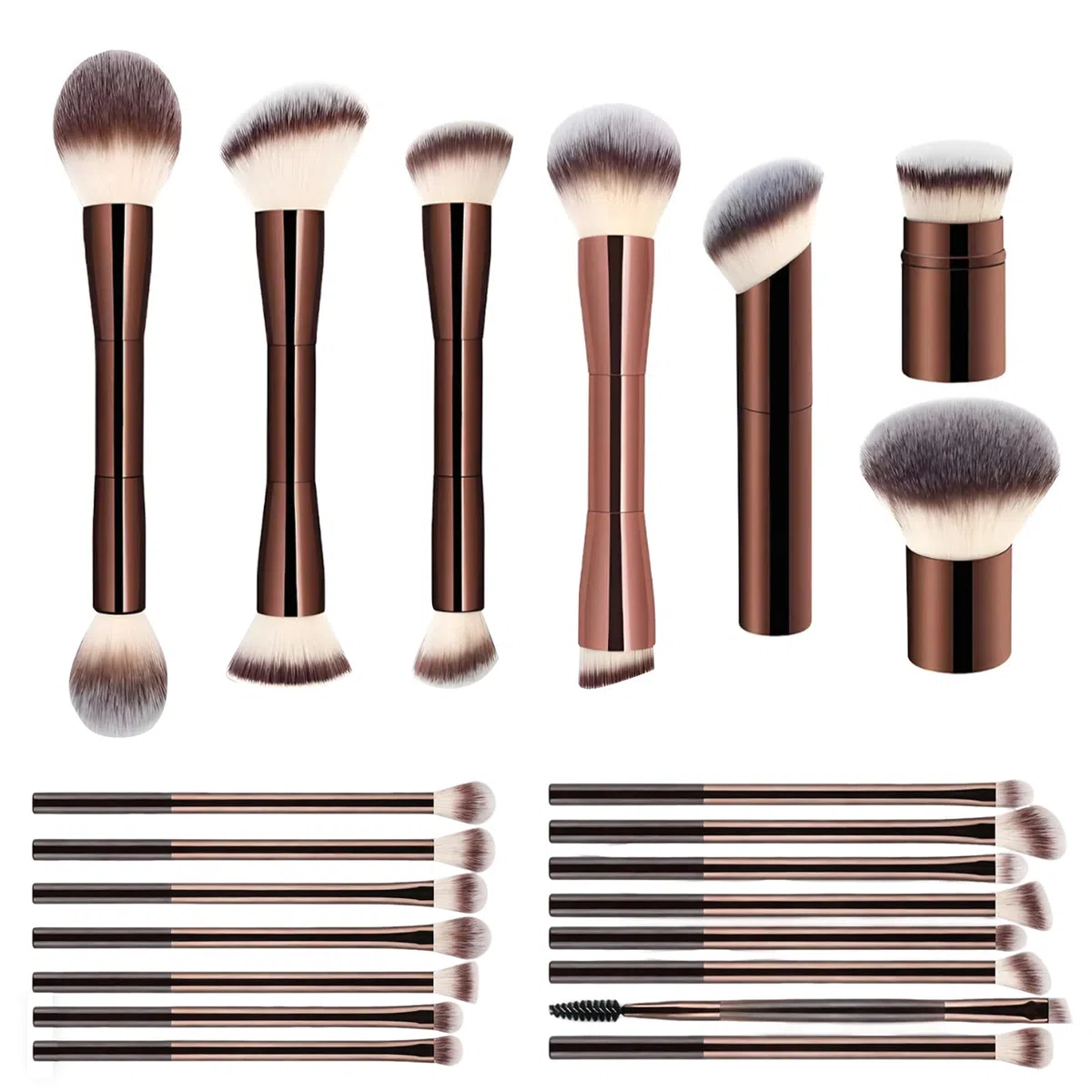 20 Piezas Brochas de Maquillaje, Brochas de Maquillaje Profesional, Juego de Brochas Profesionales, Incluye Brocha de Rubor y Sombra de Ojos, para Maquillaje Diario y Uso Profesional