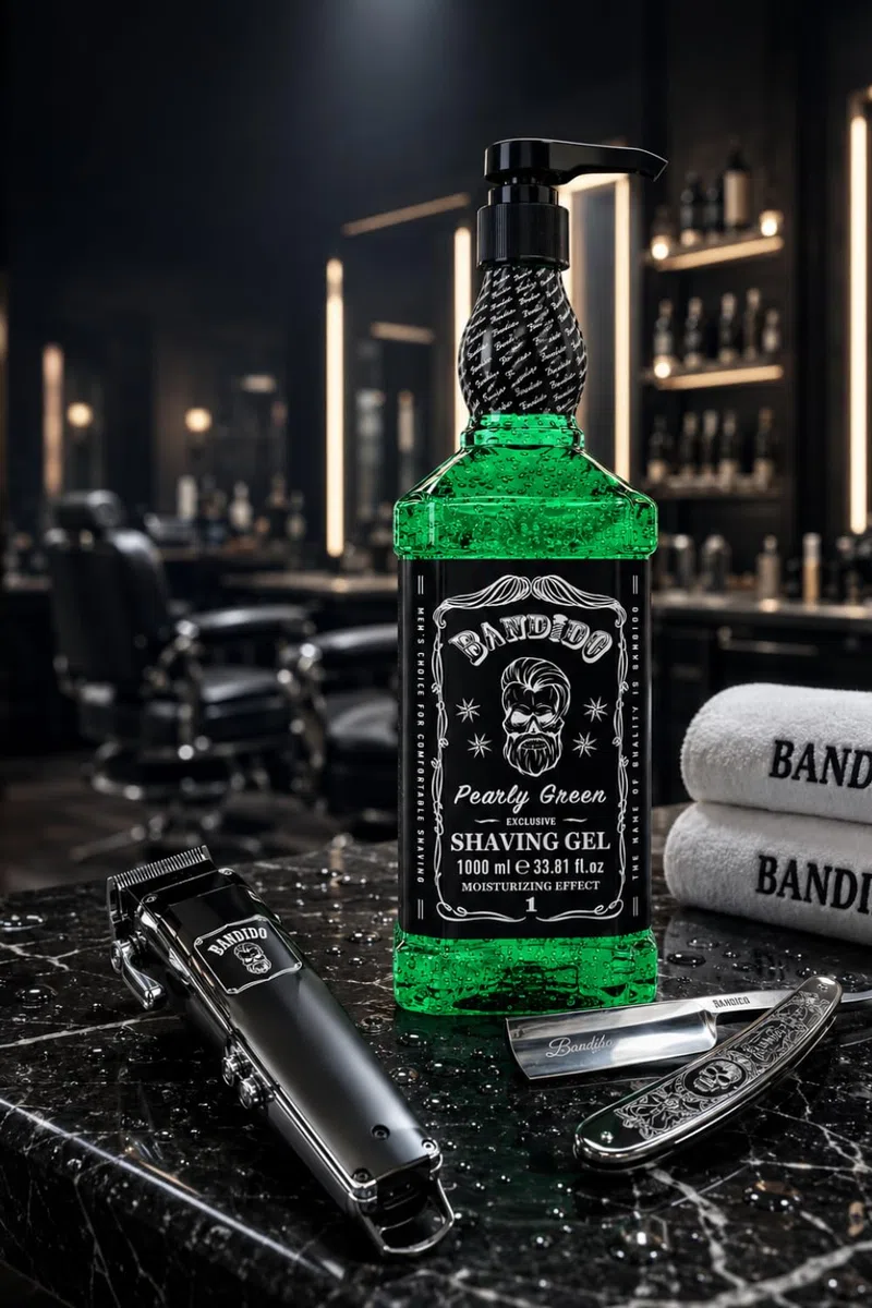 Gel de Afeitar Bandido para Hombre (1000 ml) Transparente, Afeitado Preciso, No Espumoso, para Contorno de Barba Con Cualquier Hoja o Navaja (Verde)
