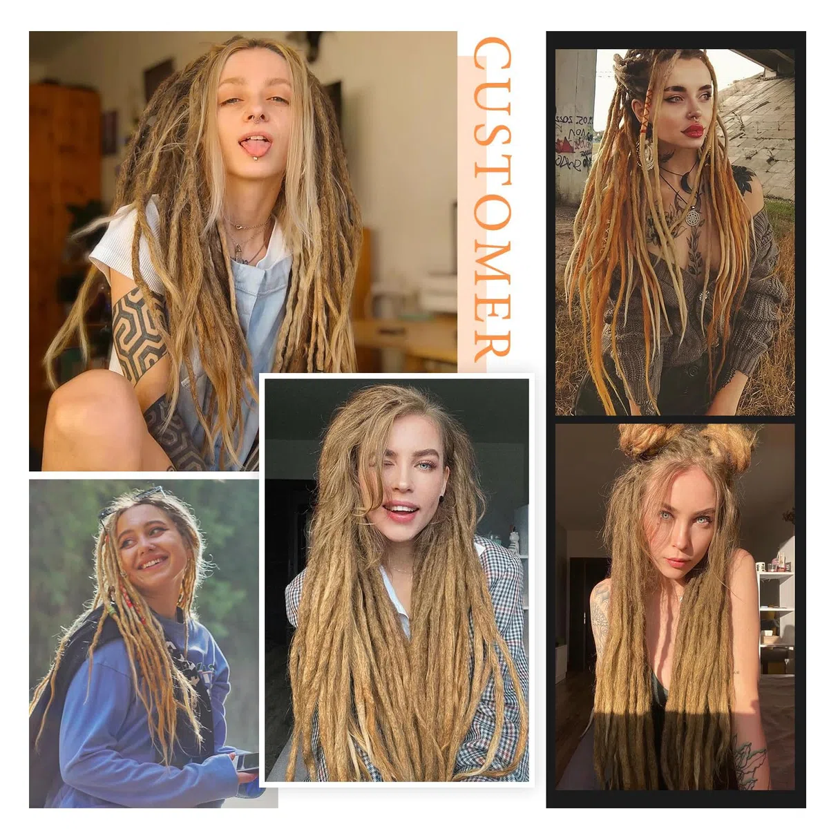 20 Strands Dreadlock Extensions 24 Inch Synthetic Hippie Single Ended Dreads Ginger 0.6 cm Width Loc Extensions Reggae Style Crochet Hair for Women (27)