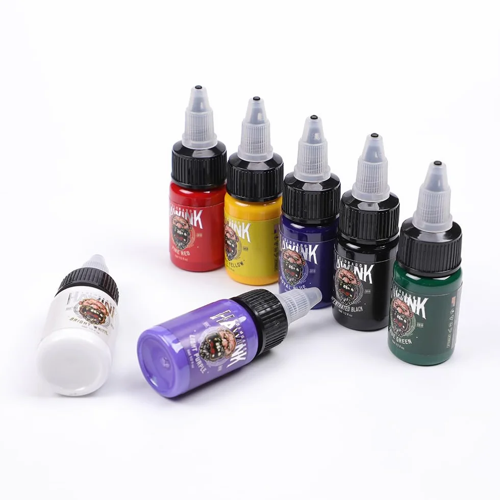 HAWINK Tinta Kit Tatuaje Profesional 0,5oz (15ml) 7 Botellas Tattoo Ink Kit