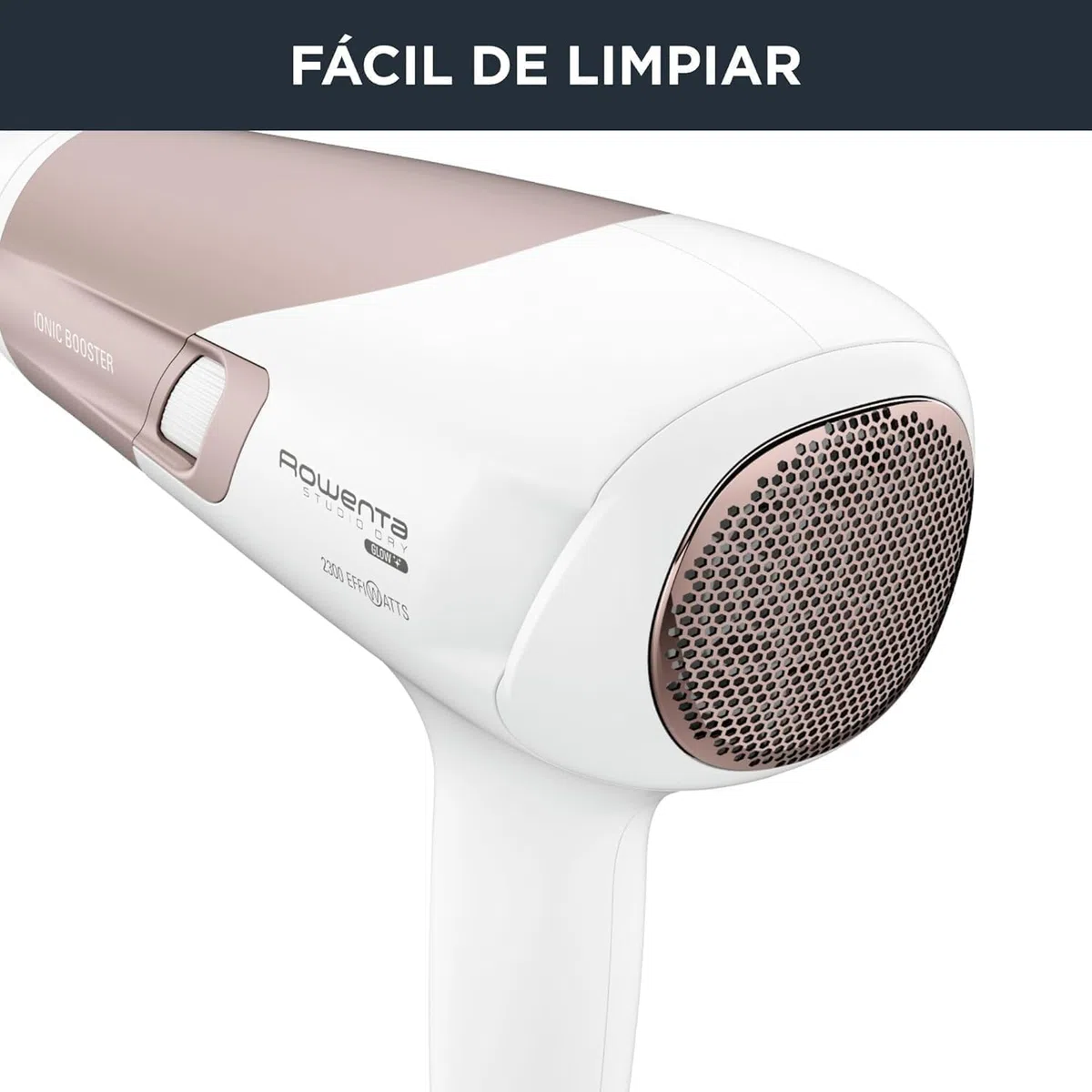 Rowenta Studio Dry CV5830 Secador de pelo 2300 W, Tecnología Effiwatts, 6 ajustes de velocidad/temperatura, Termocontrol, generador iónico, aire frío, difusor, cable 1.8 m, Blanco