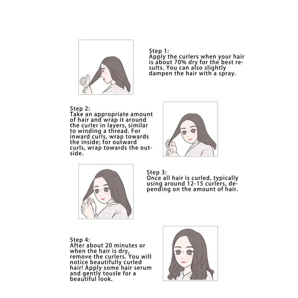 SENECESLI Juego de Rulos para el Cabello, Rulos de Plástico Suave sin Calor para Rizos Suaves, con Clips y Pasadores para Peinar con Volumen, para Peluquería, Uso Doméstico (Juego de para el