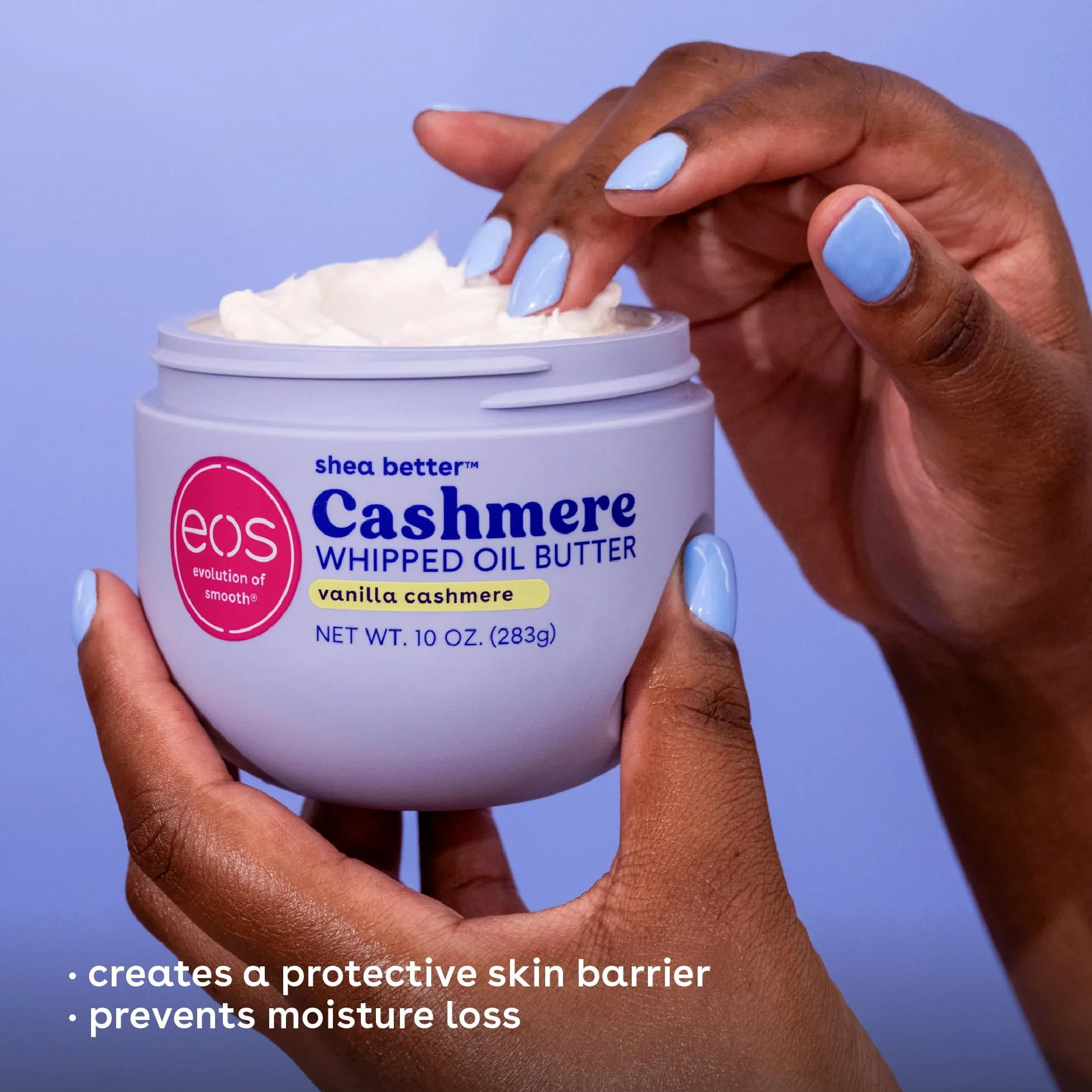 eos Manteca corporal de aceite de cachemir – Vainilla Cashmere 72 horas de hidratación · Mantequilla corporal rica · Para piel seca · 283 g (10 oz)