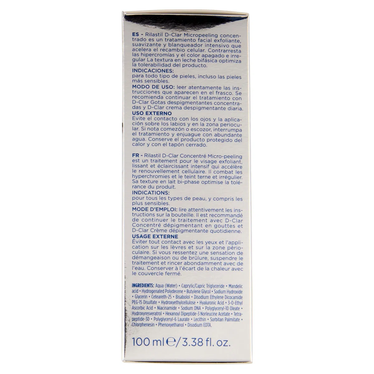 Rilastil D-Clar - Micropeeling Concentrado Facial, Exfoliante, Suavizante y Aclarante + Discos de Algodón - 100 ml, 100 mililitro, 1