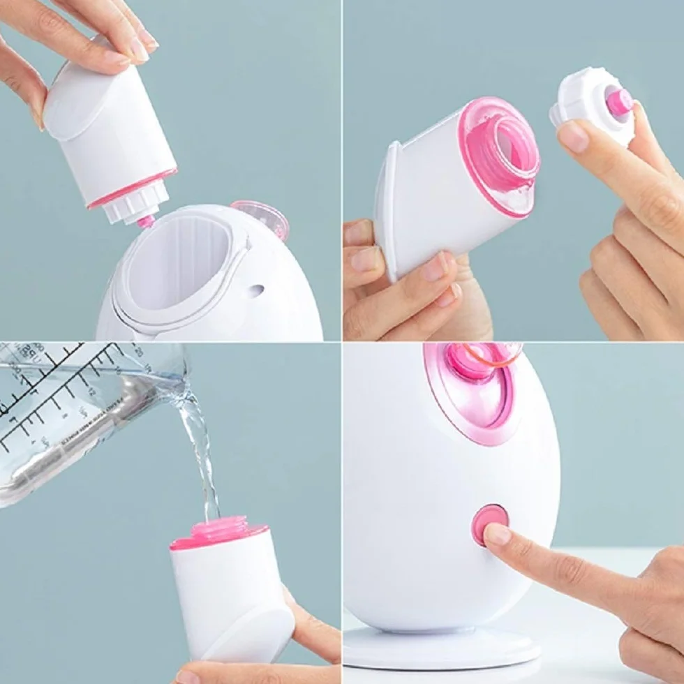 InnovaGoods Moispa Sauna Facial Eléctrica - Nano-vaporizador, Hidratación Profunda, Limpieza Intensiva, 90ml, 40ºC, Apagado Automático, Blanco Rosa, ABS